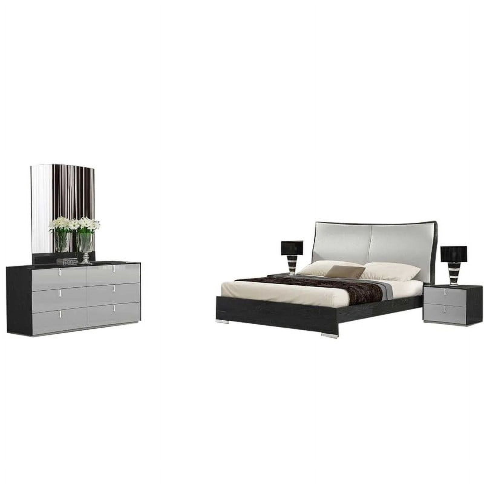 Vera 5-Piece Modern Bedroom Set, Black and Gray, Queen