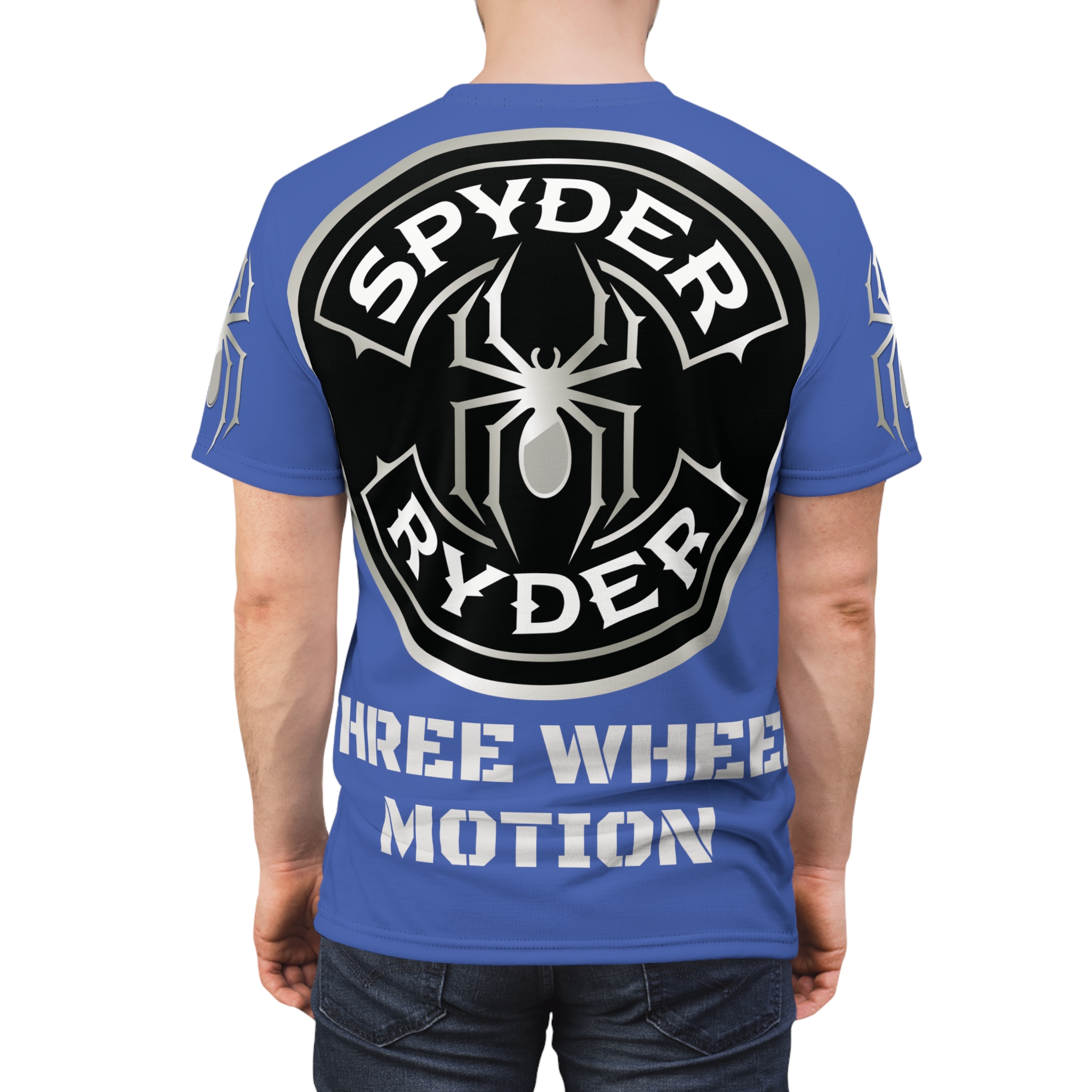 Unisex Cut & Sew Tee (AOP) - Spyder Ryder - Three Wheel Motion - Royal Blue