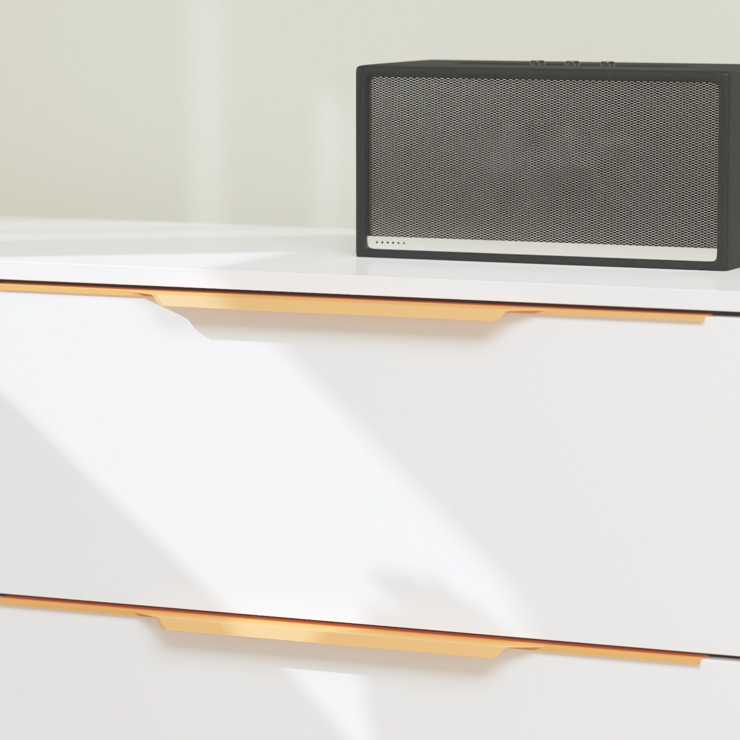 MARSON LLC Contemporary Wide 6 Drawer Double Bedroom Dresser in White