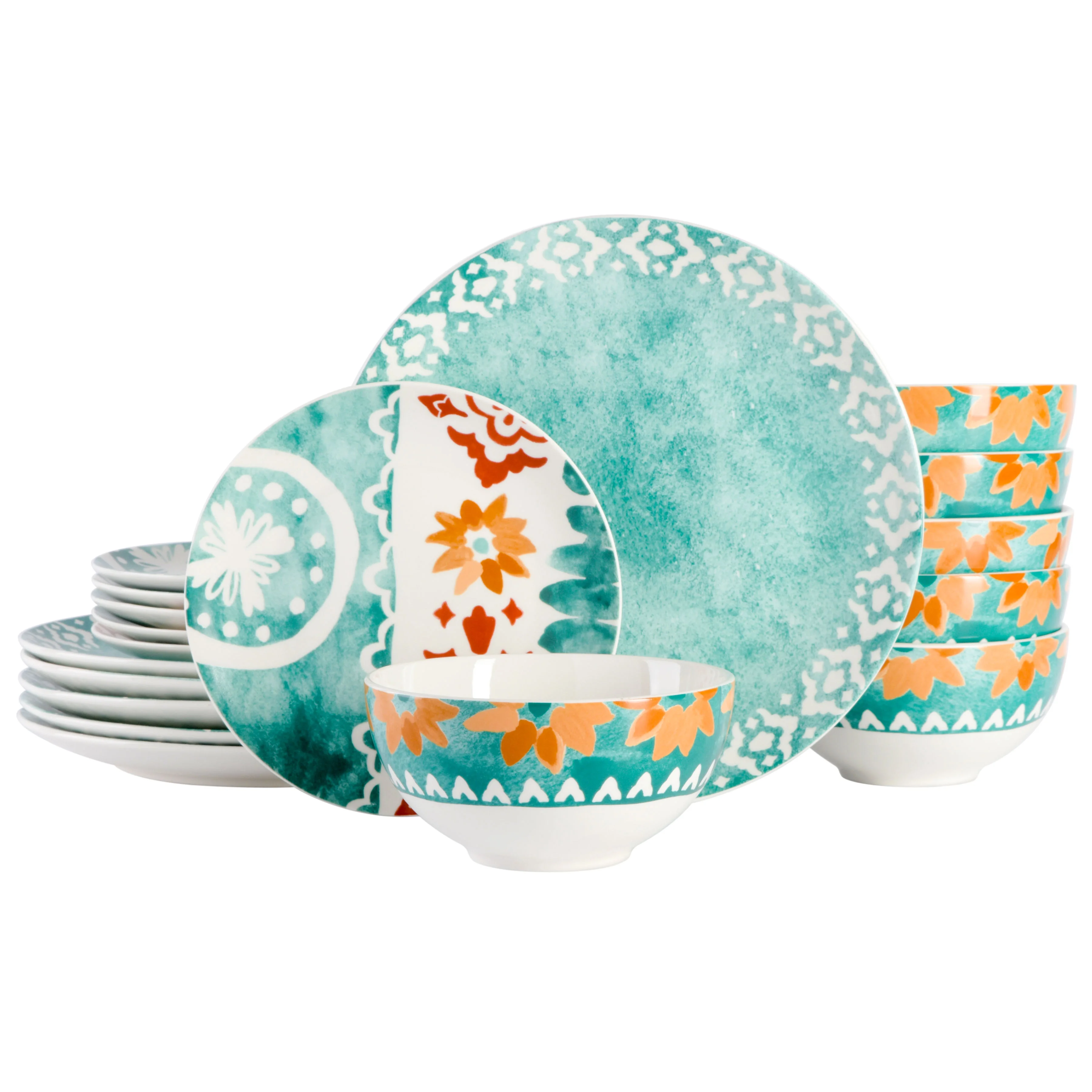 Spice by Tia Mowry Savory Saffron 18 Piece Dinnerware Set - Golden Green