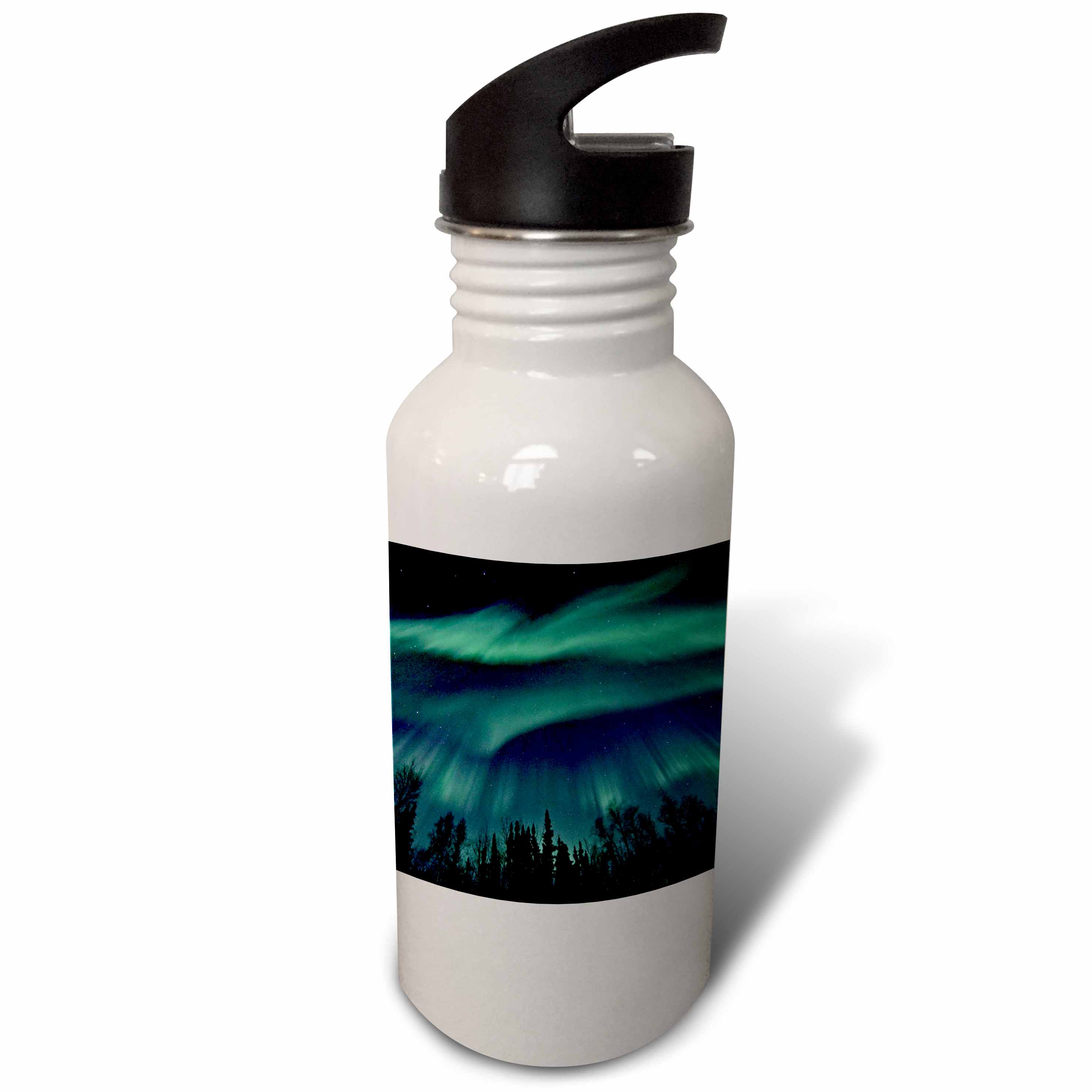 Northern Lights in Shade of Green Amongst a Dark Blue Night Sky 21 oz Sports Water Bottle wb-61680-1