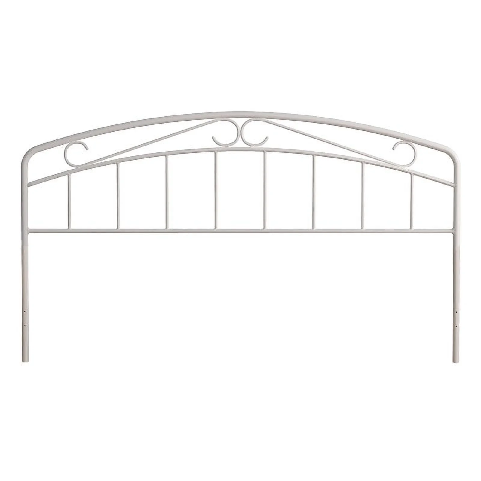 Hillsdale Furniture Jolie Arched Scroll Metal King Headboard in Textured White with Black Metal Bed Frame