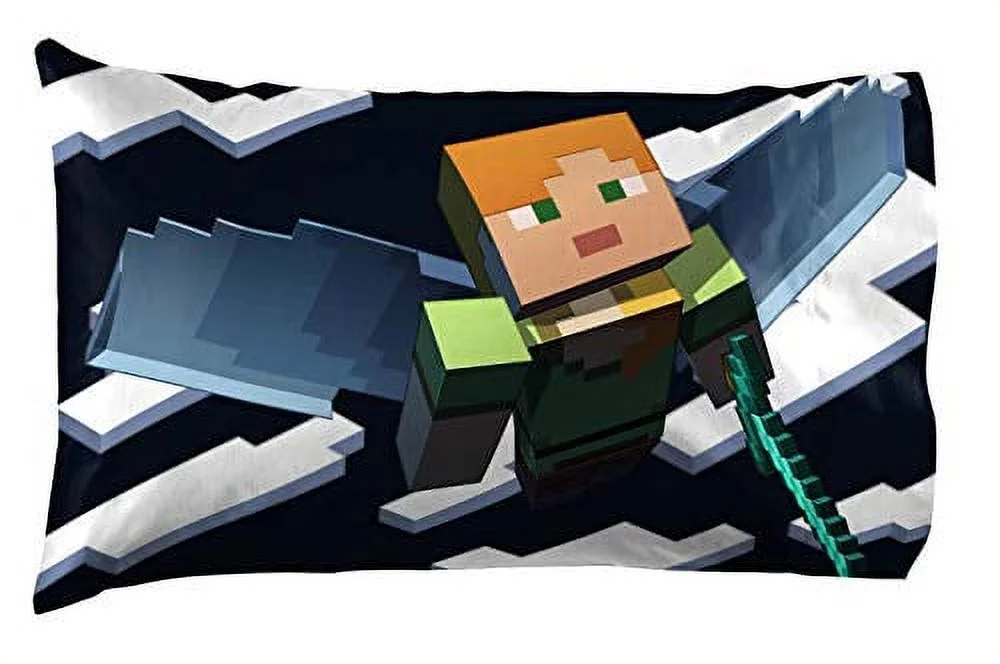 Minecraft Day & Night 7 piece Queen Bed Set with Sham, 100% Microfiber, Gaming Bedding