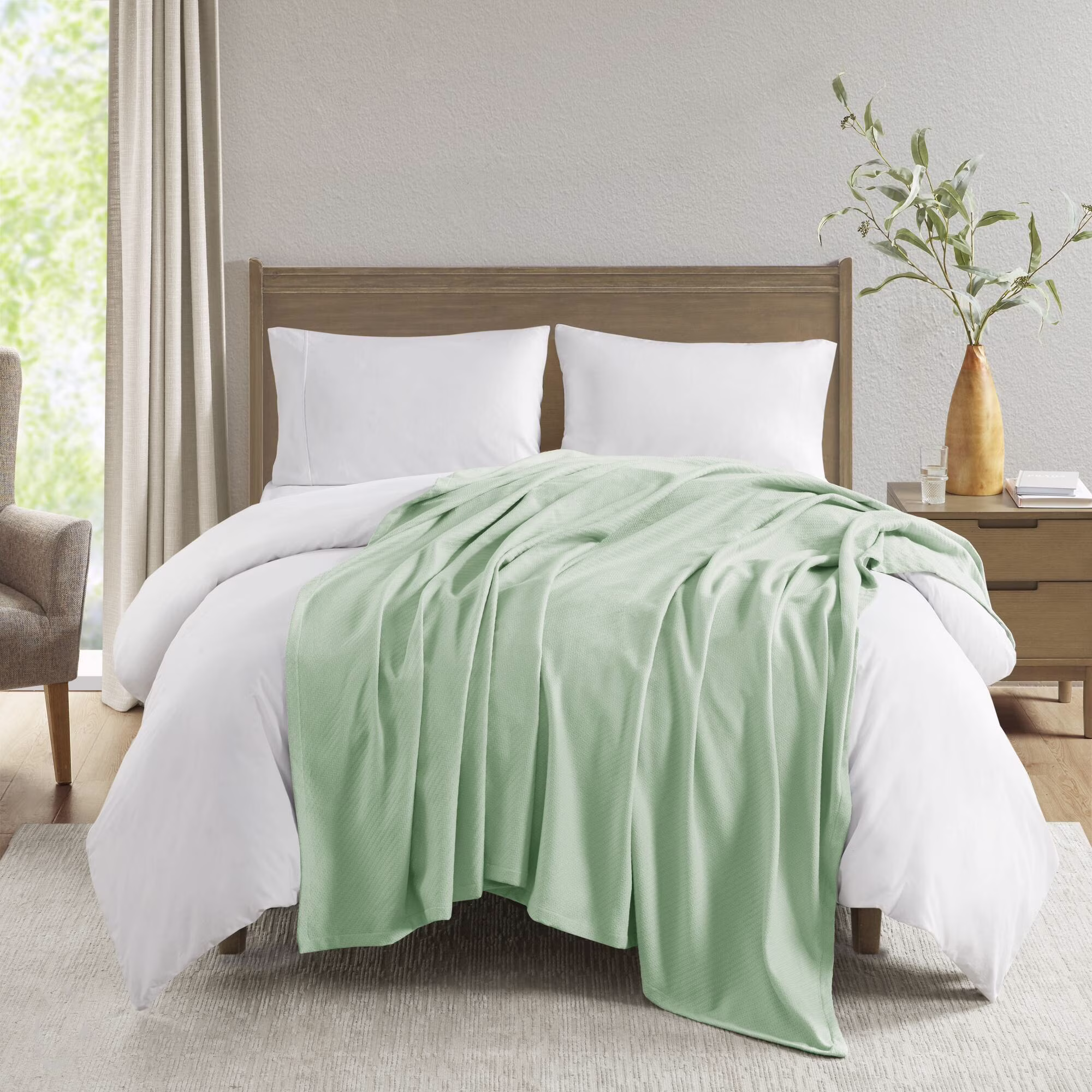 Madison Park Liquid Cotton Blanket, King, Seafoam