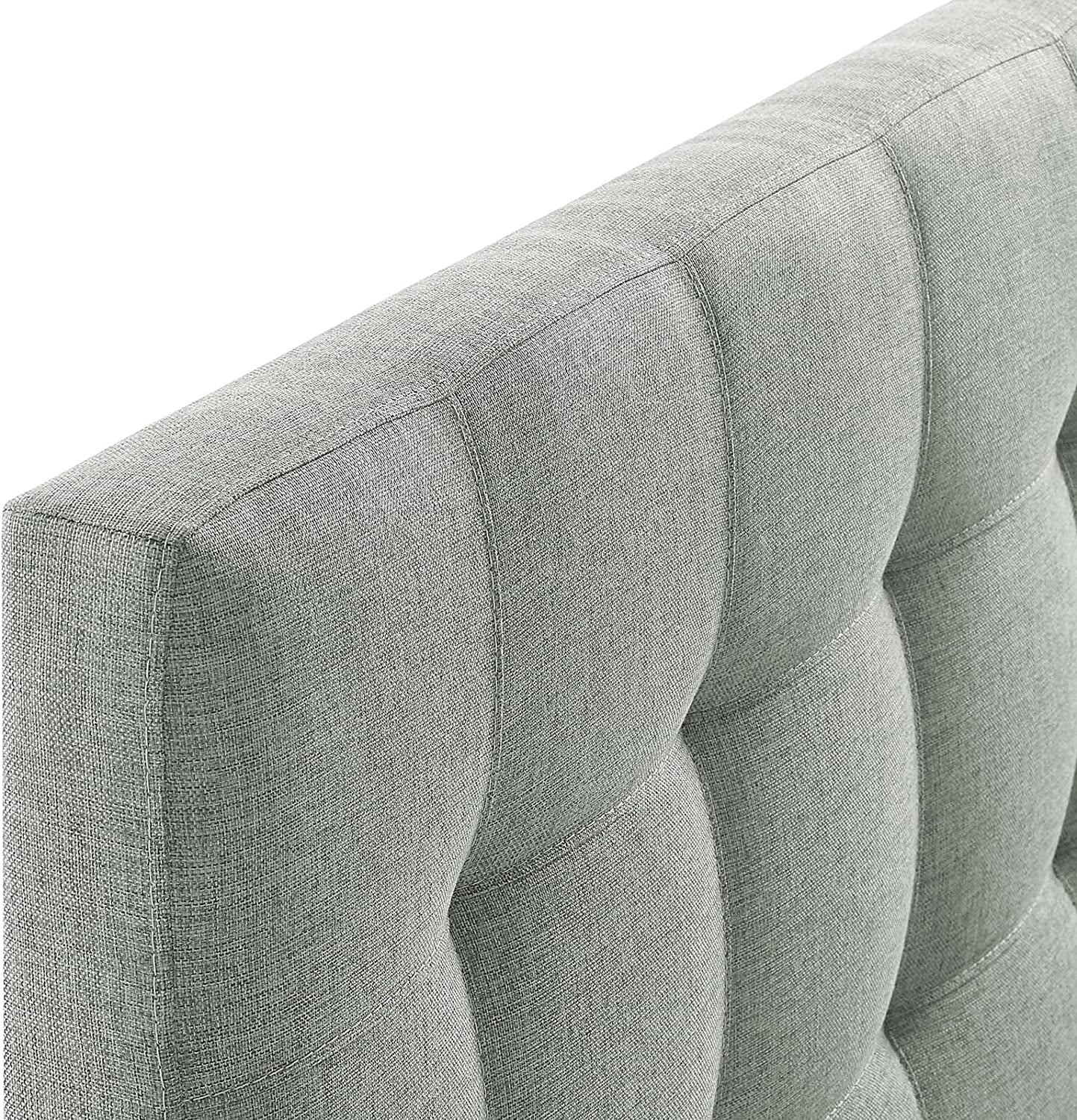 QCAI Lily Tufted Linen Fabric Upholstered King Headboard in Gray