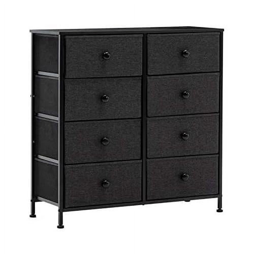 Duhome 8 Drawers Dresser Organizer, Fabric Storage Tower & Chest For Bedroom Hallway Nursery Entryway With Sturdy Steel Frame Wood Top, Dark Grey