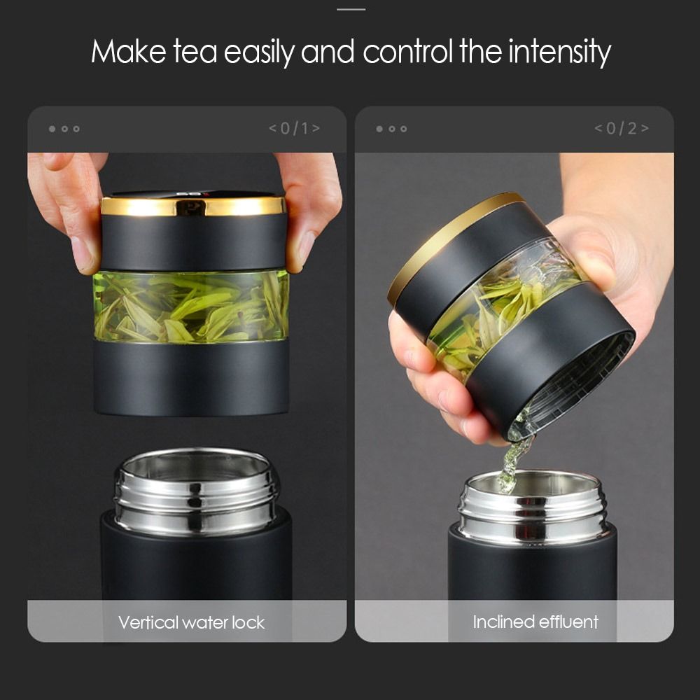 Drinkware Vacuum Flasks LED Display Miniature Water Bottle Premium Travel  Mug Tea and Water Separation Thermos Cup Intelligent Temperature Display BLUE