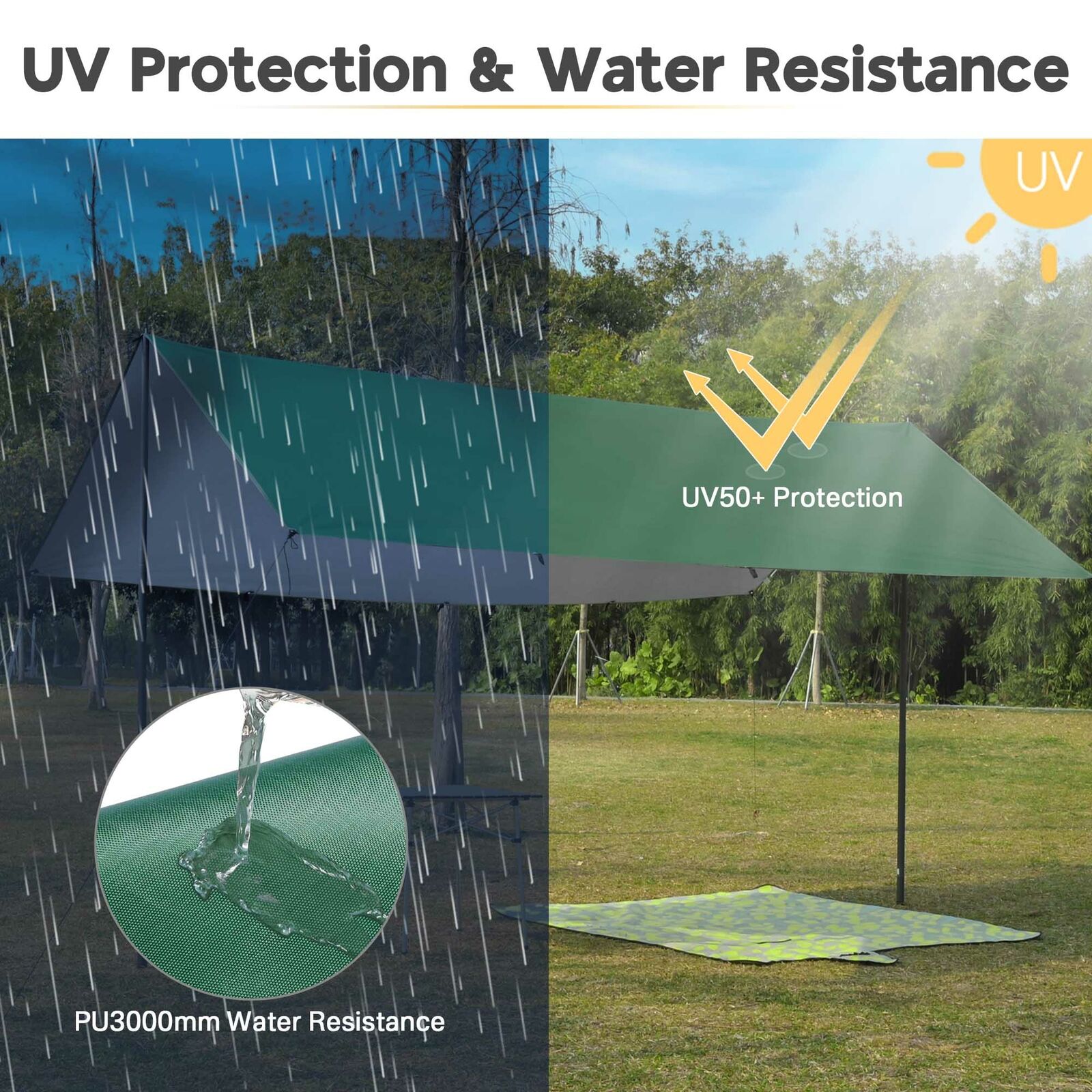 10x15FT Camping Tent Tarp Hammock Rain Fly Waterproof Hiking Backpacking Shelter