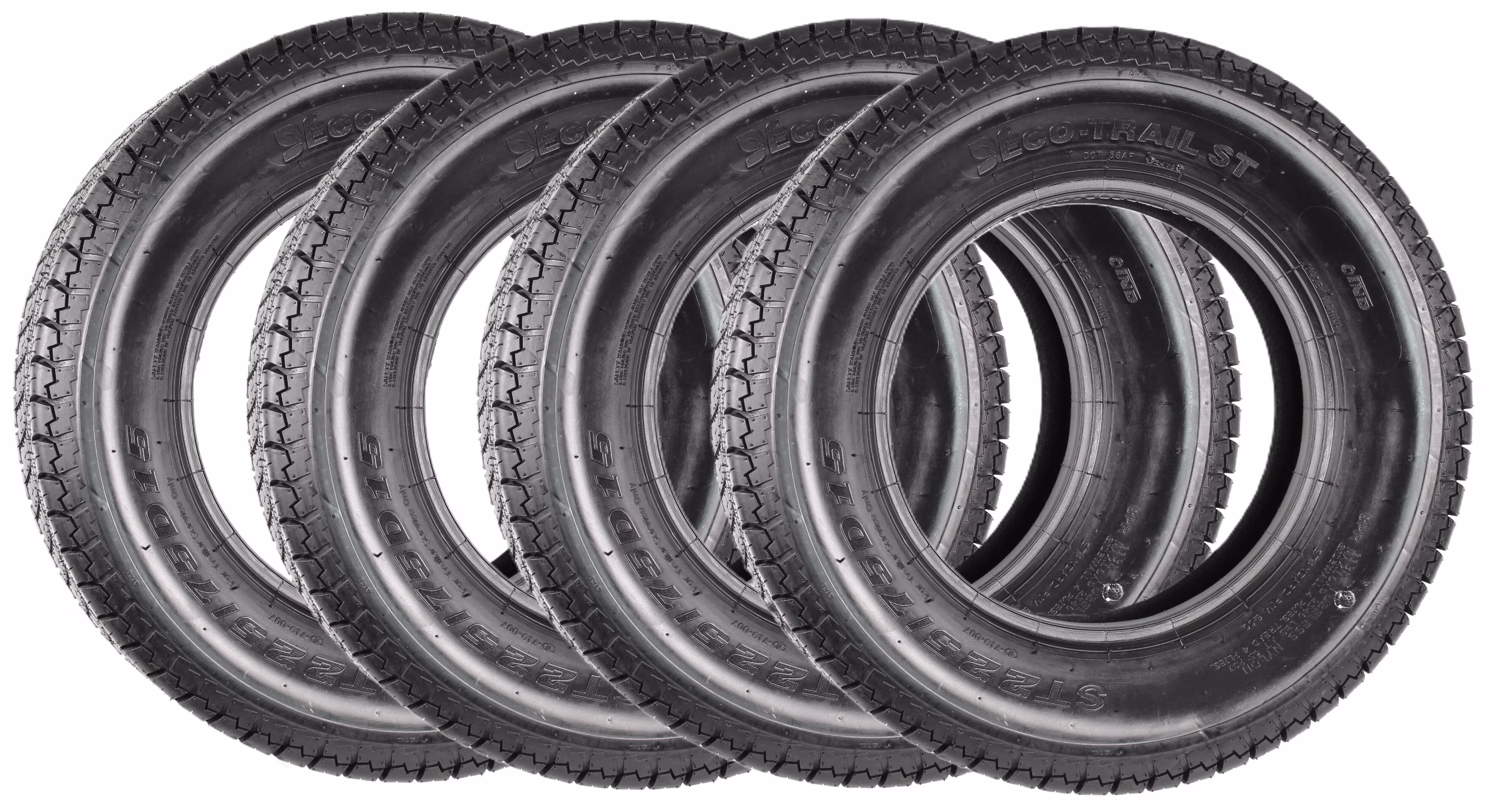 4-Pack Eco Trail ST225/75D15 Trailer Tires Bias Ply Load Range D 2540# 225/75D