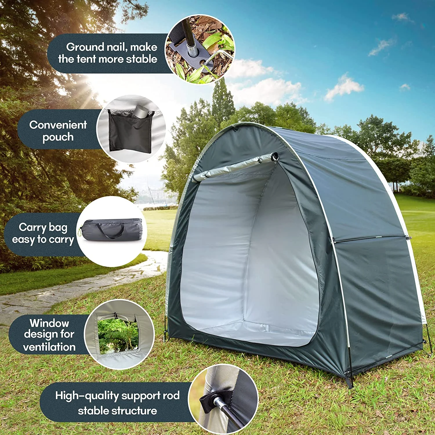 Waterproof Bike Storage Tent Portable Shed Cover for Bikes Lawn Mower & Garden Tools
