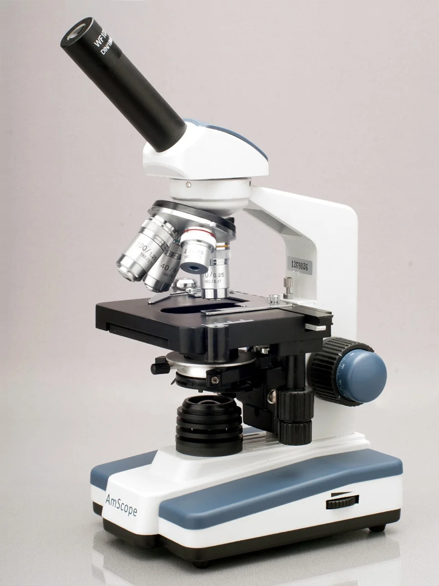 AmScope 40X-2000X LED Monocular Digital Compound Microscope w 3D Stage and 1.3MP Camera New