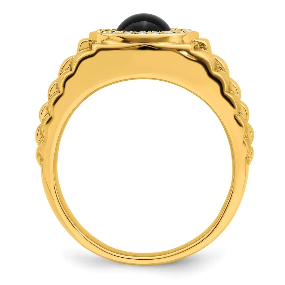 Auriga 14k Yellow Gold Onyx and Diamond Men's Ring Size- 10