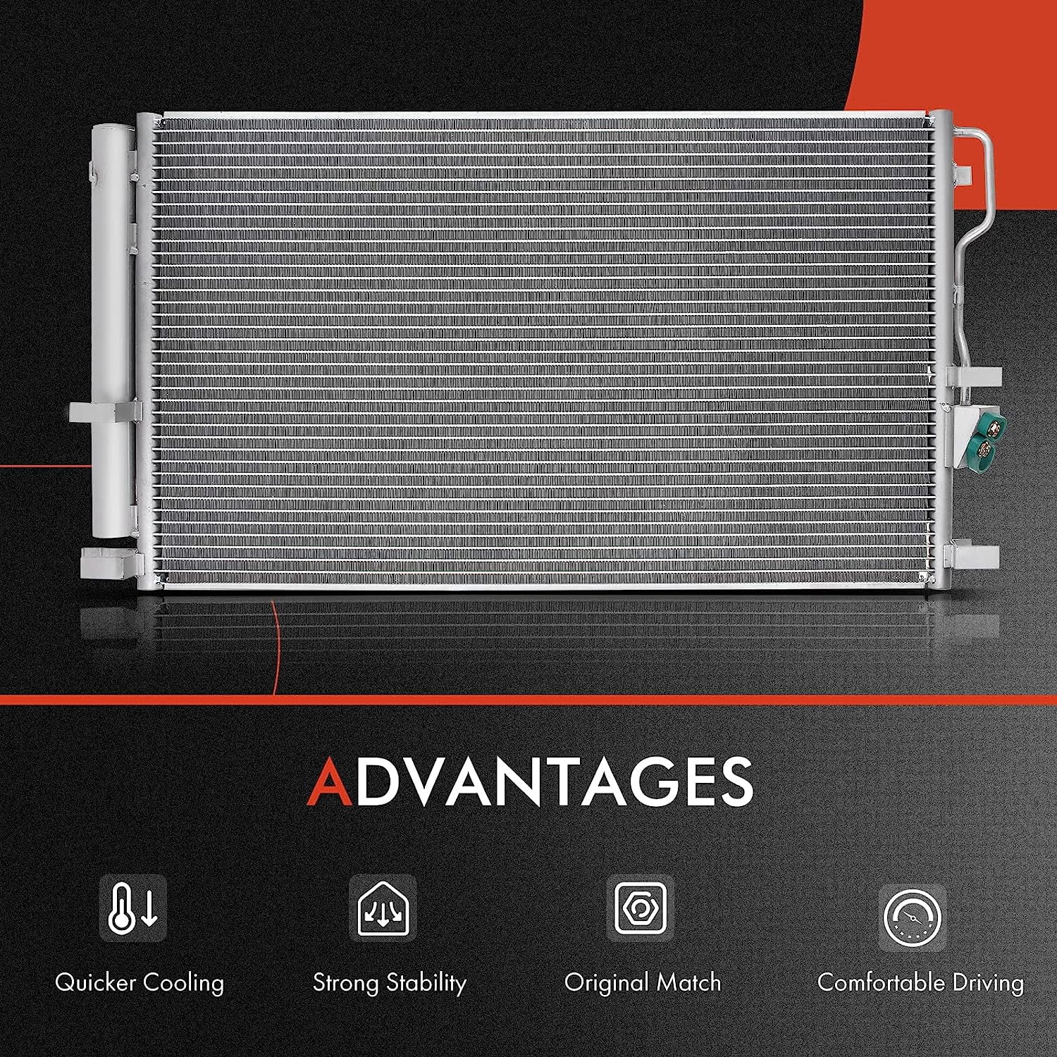 A-Premium Air Conditioning A/C Condenser Compatible with Jeep Compass 2017-2021, Renegade 2015-2021 & Fiat 500X 2016-2018 & Ram ProMaster City 2015-2022, L4 2.4L, Replace# 30093, 68273402AA