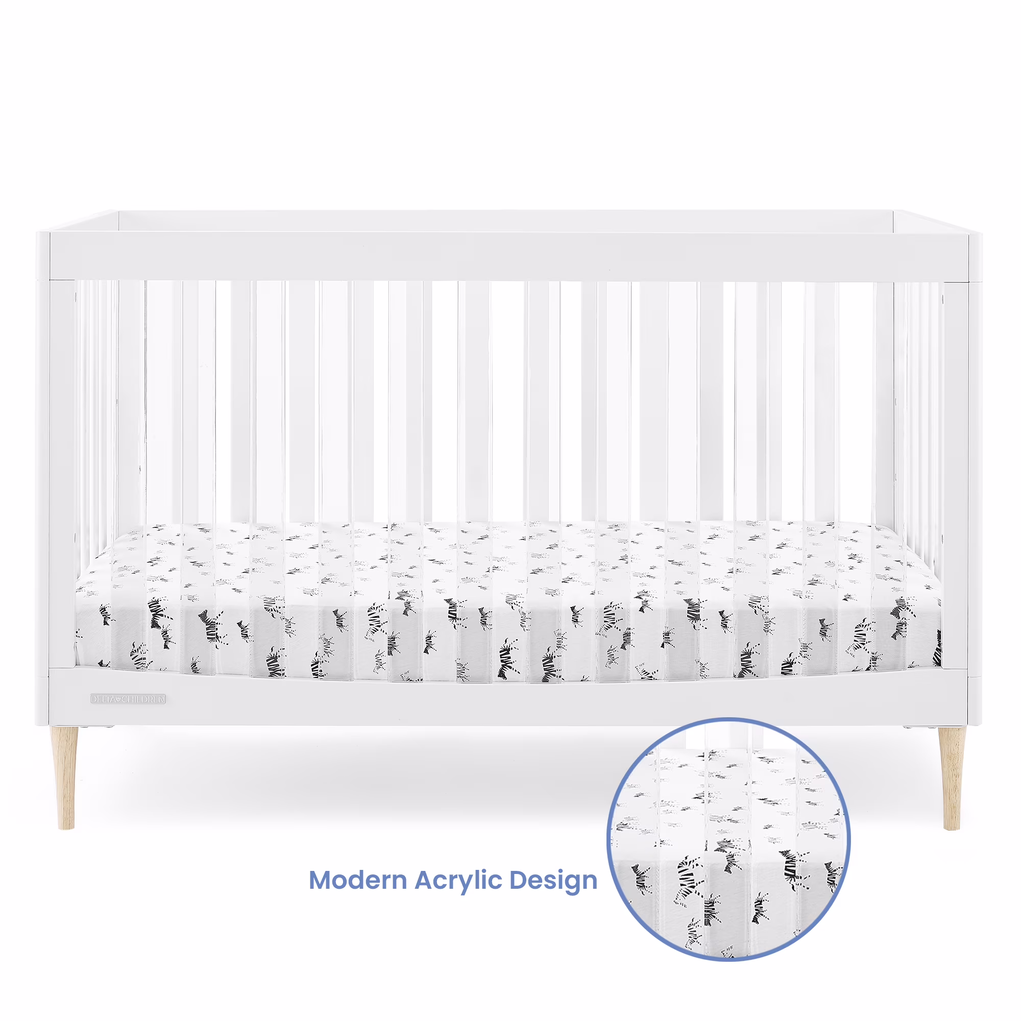 Delta Children Austin Acrylic 4-in-1 Convertible Baby Crib - Greenguard Gold Certified, Bianca White/Natural