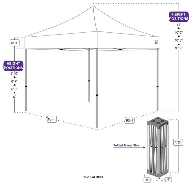 Impact Canopy 10x10 Instant Pop Up Canopy Tent, Aluminum Frame