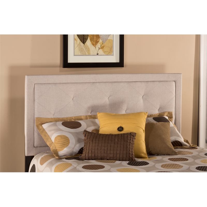 Bowery Hill Traditional Upholstered King Panel Headboard in Cream
