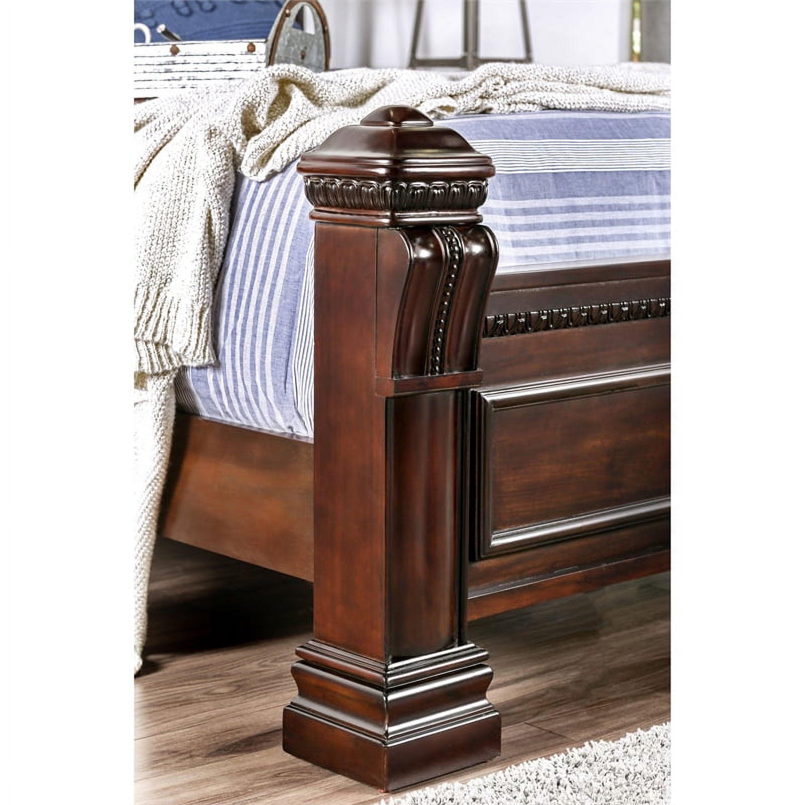 Furniture of America Oulette Transitional Wood Cal King Panel Bed in Dark Cherry
