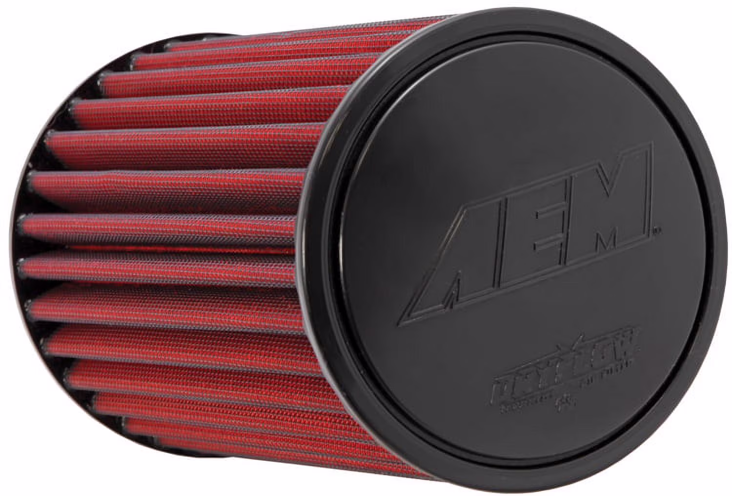 AEM 21-2029DK Universal DryFlow Clamp-On Air Filter: Round Tapered; 2.75 in (70 mm) Flange ID; 9.125 in (232 mm) Height; 6 in (152 mm) Base; 5.125 in (130 mm) Top