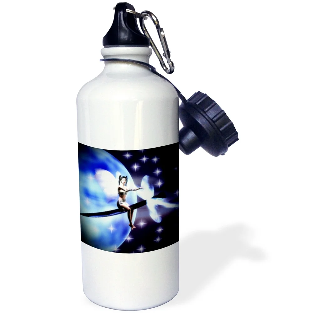 3dRose Star Spreader is a little fairy riding on a dragonfly spreading stars - Water Bottle, 21-ounce