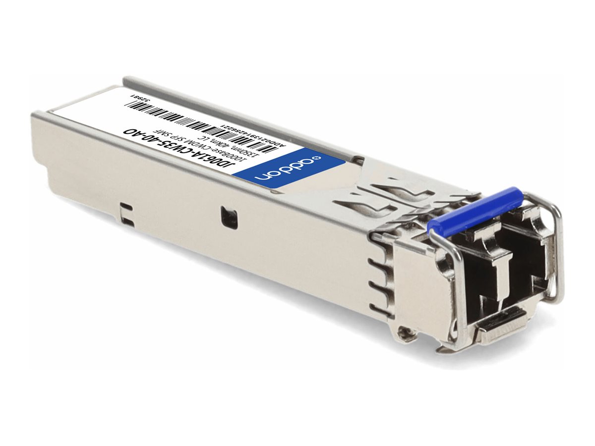 AddOn - SFP (mini-GBIC) transceiver module (equivalent to: HP JD061A-CW35-40) - GigE - 1000Base-CWDM - LC single-mode - up to 24.9 miles - 1350 nm - TAA Compliant - for HPE 10512, 12504, 1910, 3600, 5120, 5500, 5920AF, 7506; FlexFabric 1.92, 11908