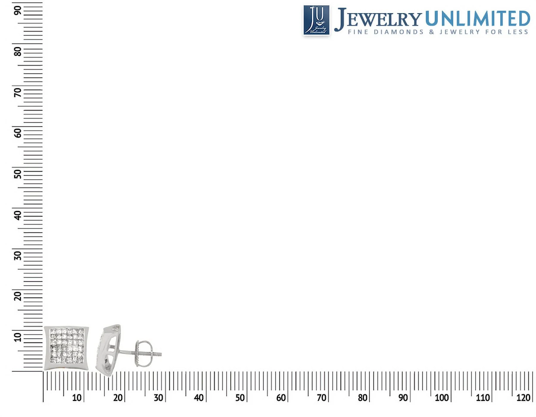 Unisex 14K White Gold Princess Invisible Diamond Kite Stud Earrings 1.50ct