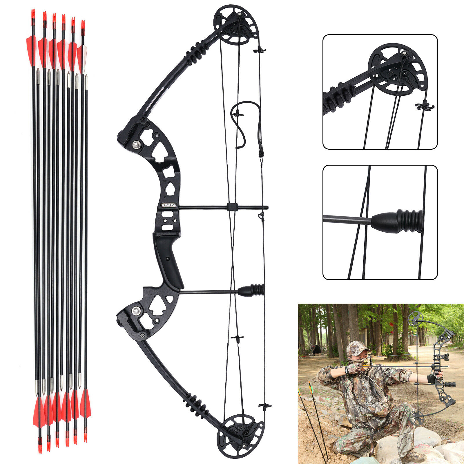 Miumaeov Battleship Compound Bow with12 Arrows for Adults and Teens Hunting Compound Bow Compound Bow Archery Hunting Equipment Draw Distance 24-29.5 inches 310FPS