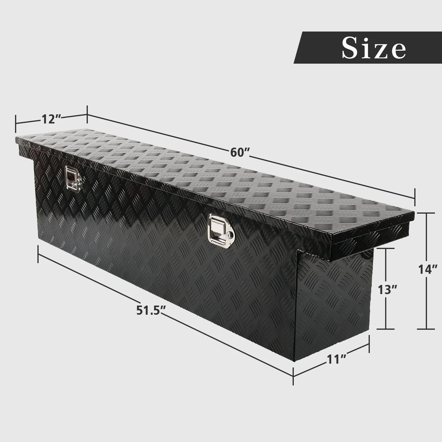 FGJQEFG 60 Inch  Heavy Wall Truck Tool Box Aluminum Trailer Toolbox for Pickup Low Profile 60