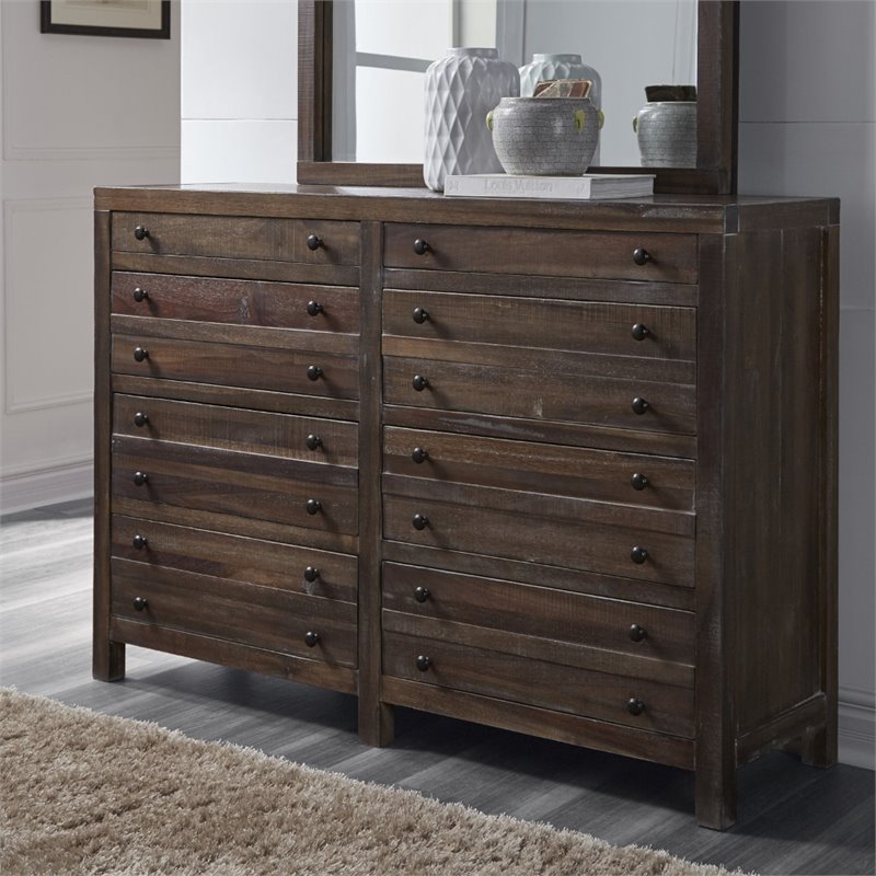 Bowery Hill 8 Drawer Solid Wood Dresser in Java