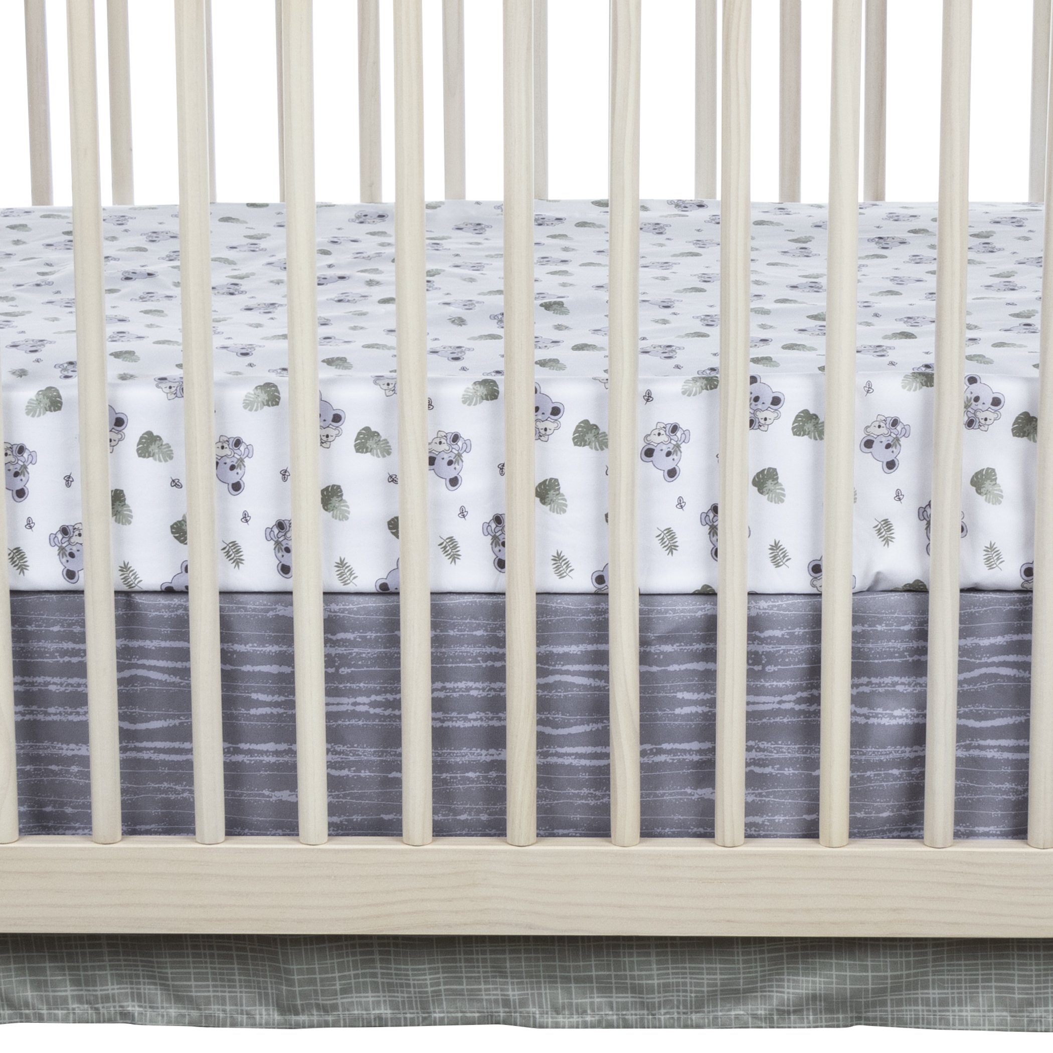 Sammy & Lou Koala Love 4 Piece Crib Bedding Set, Gray, White, Green, Brown, Infant, 200 Thread Count, Koala Character