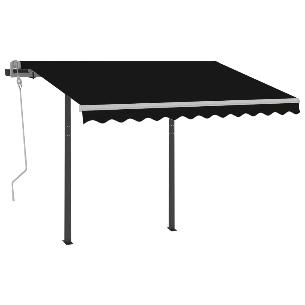 vidaXL Manual Retractable Awning with Posts 9.8'x8.2' Anthracite