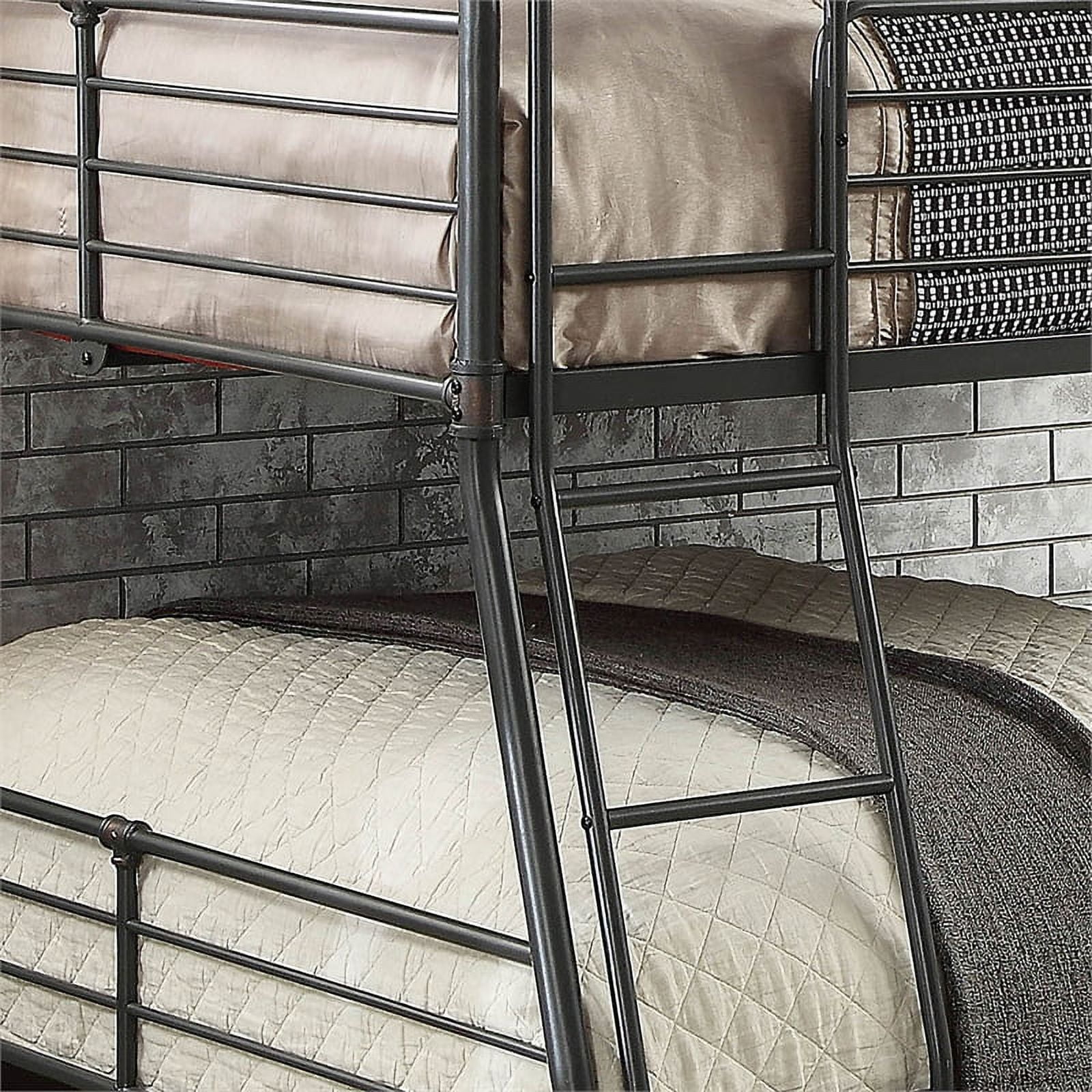 Pemberly Row Modern Metal Twin/Full/Queen Triple Bunk Bed in Black