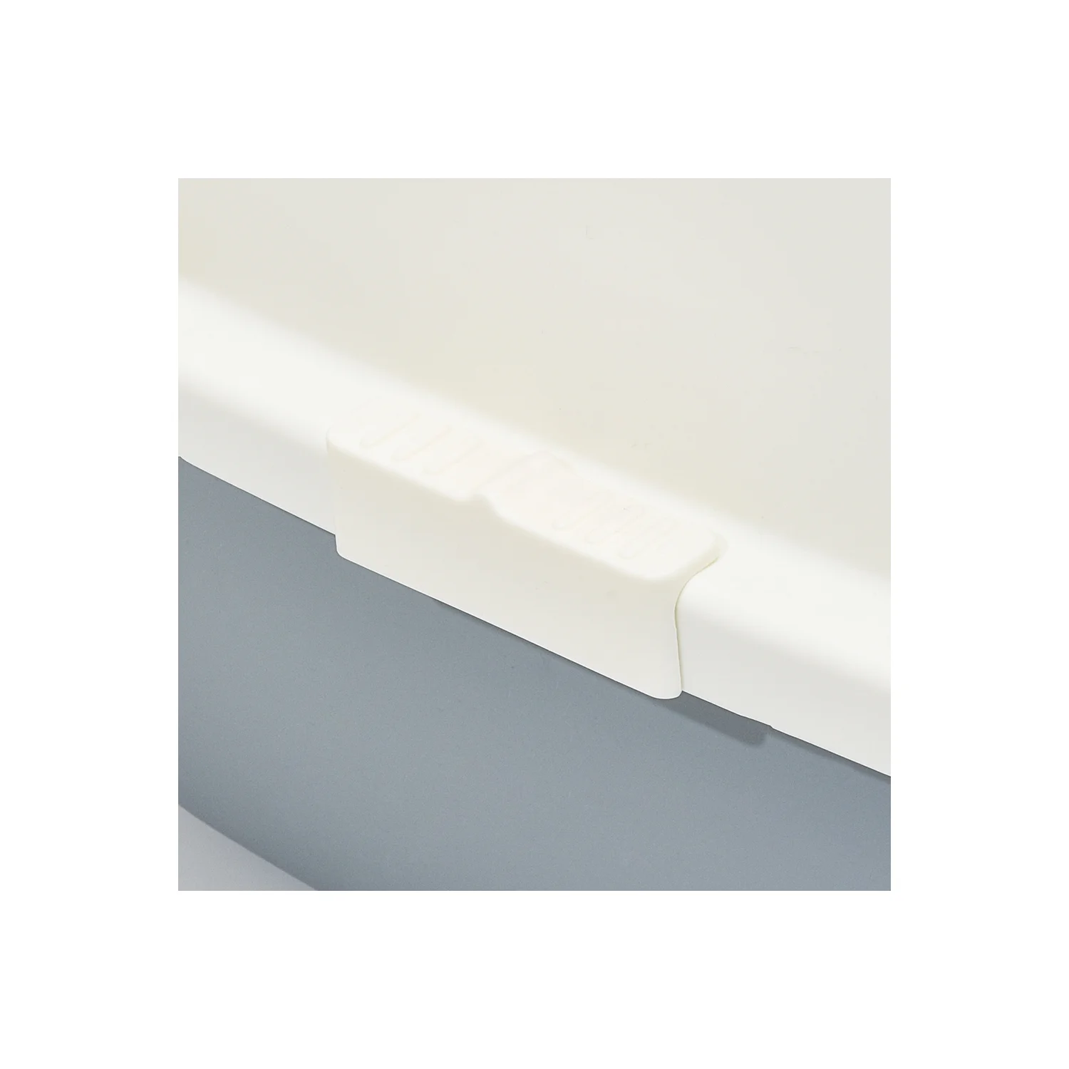 HANAMYA Flip-Top Jumbo Cat Litter Box with Scoop, Front Entry and Top Exit, White&Gray