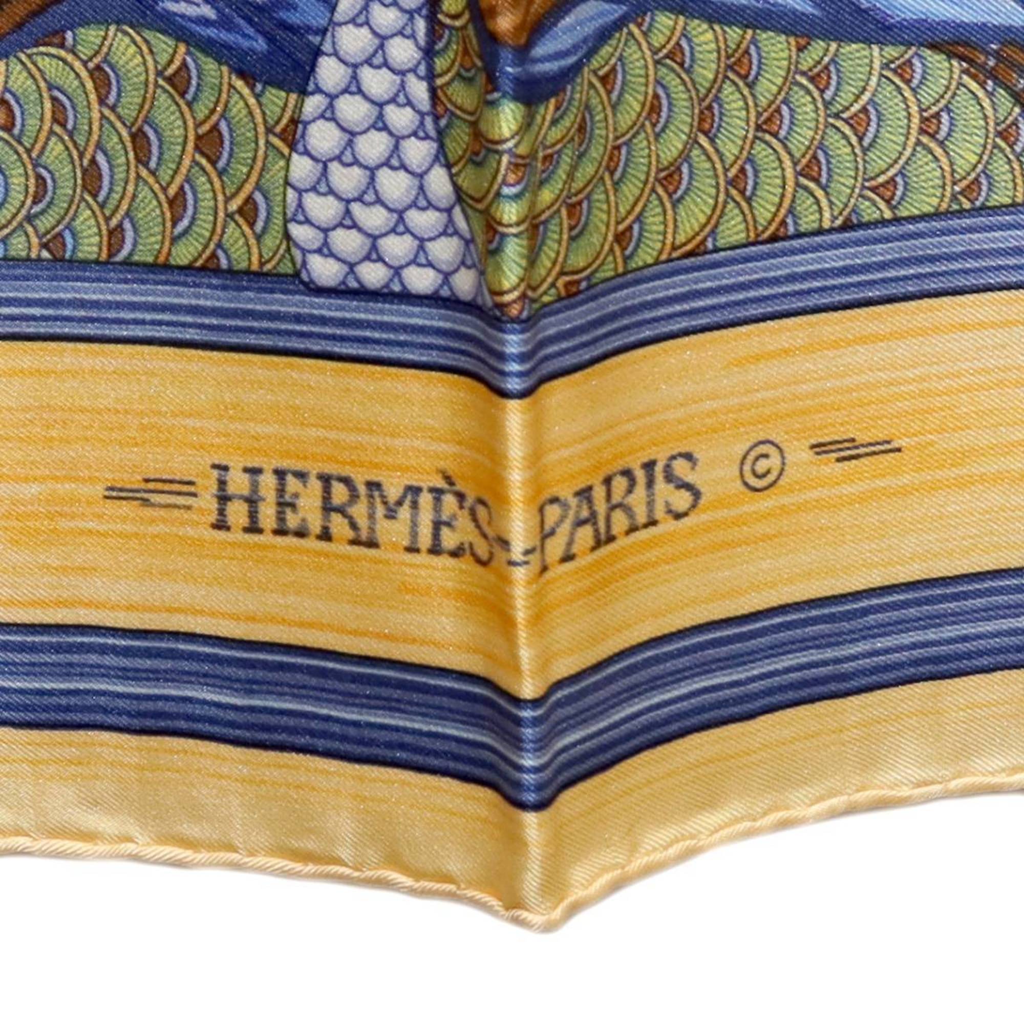 Pre-Owned HERMES / Hermes Carre 90 duck pond scarf 100% silk muffler (Good)