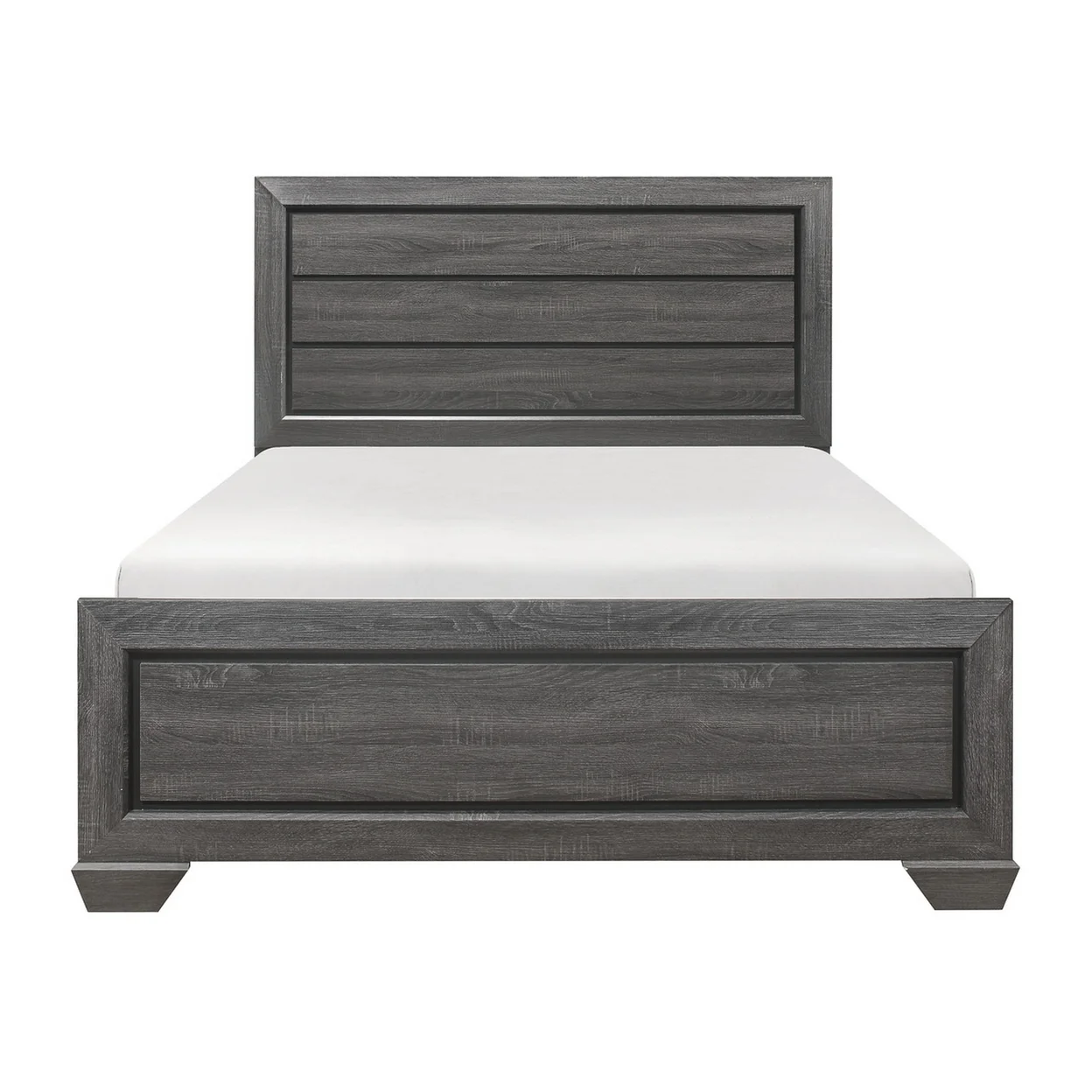 Erin Contemporary Queen Bed, Embossed Faux Wood Veneer, Smooth Gray Finish- Saltoro Sherpi