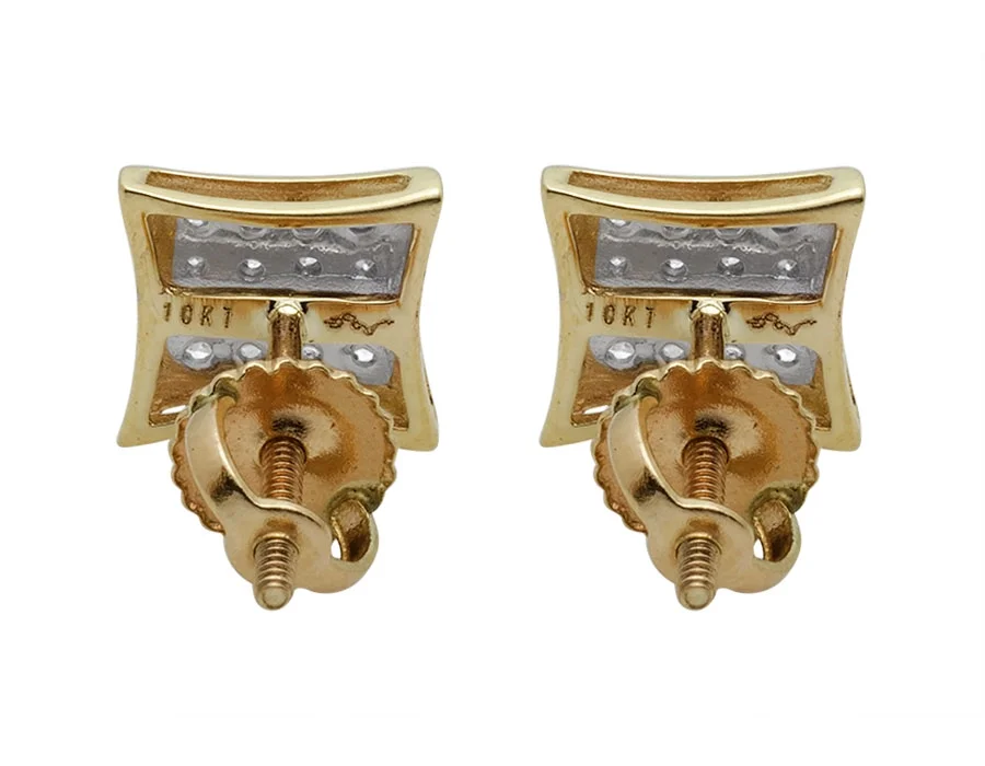 10K Yellow Gold Paved Kite Fashion Diamond Stud Earrings 1/10 Ct