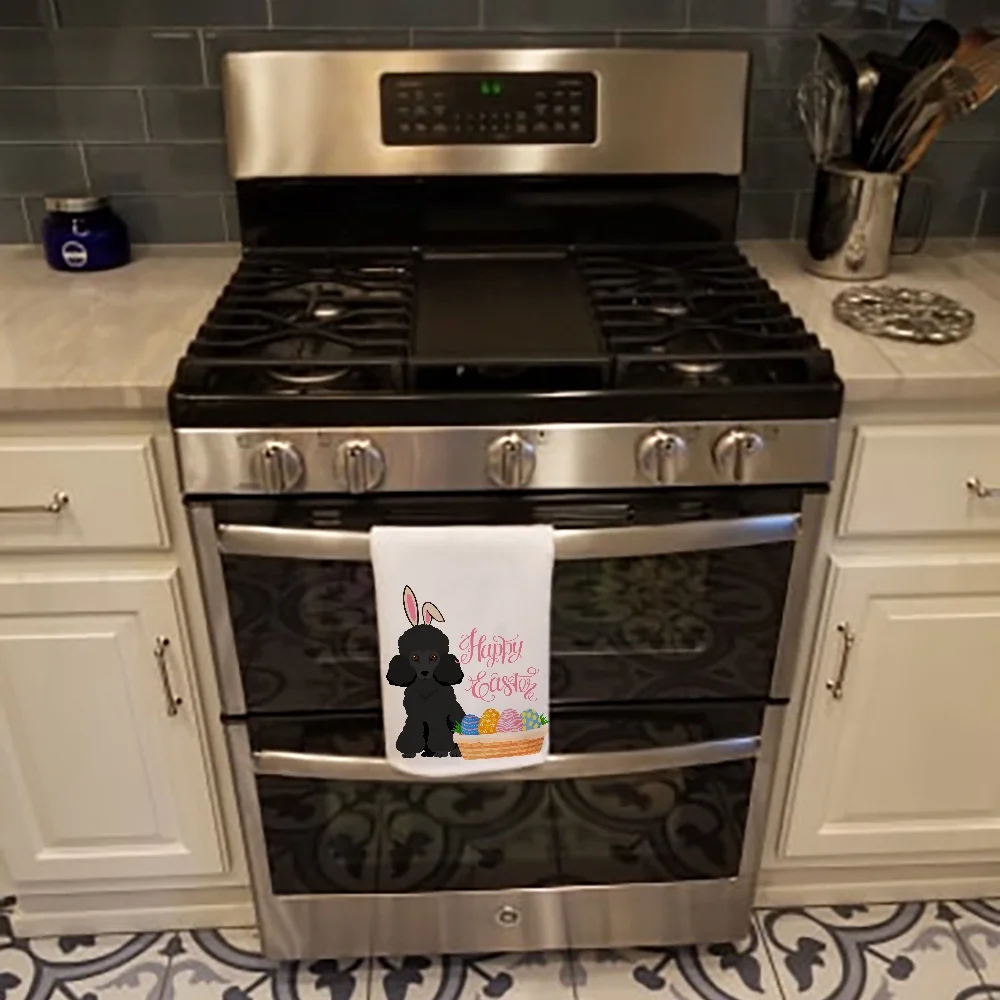 Toy Black Poodle Easter White Kitchen Towel Set of 2 Dish Towels 19 in x 28 in