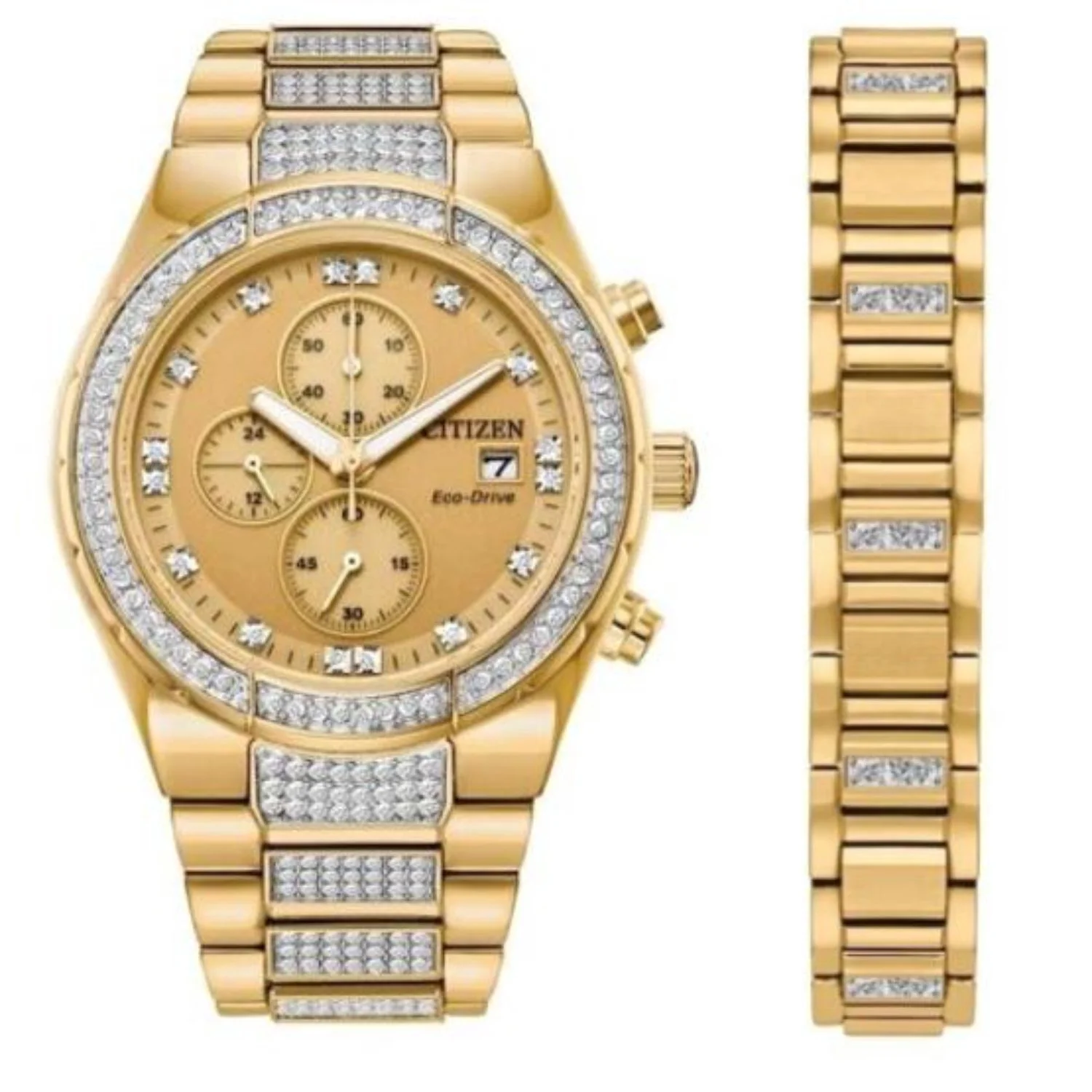Citizen Men's Eco-Drive Crystal Accent Gold-Tone Watch and Bracelet Box Set CA0752-66P
