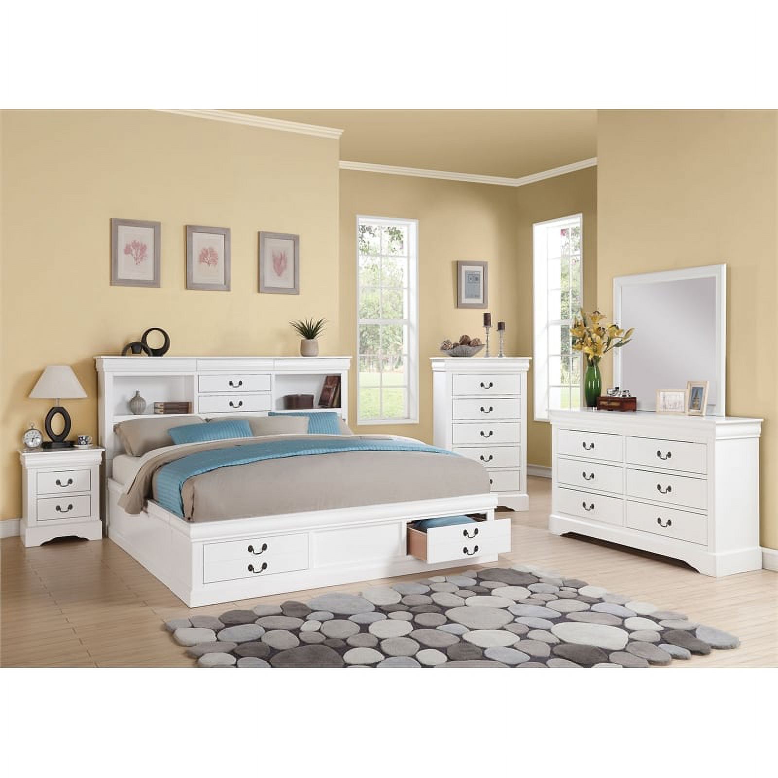 Bowery Hill Traditional / Modern Wood Queen Bed in White Finish