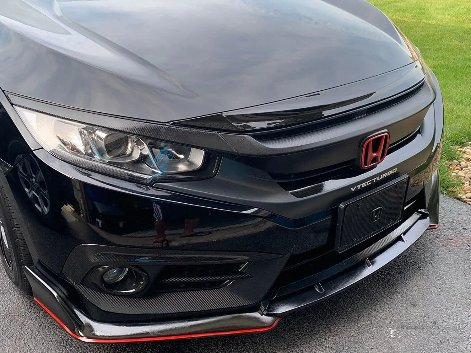 Kojem Front Hood Bonnet Bumper Upper Trim Lip Molding Trim Bar fits 2016 2017 2018 2019 2020 2021 Honda Civic