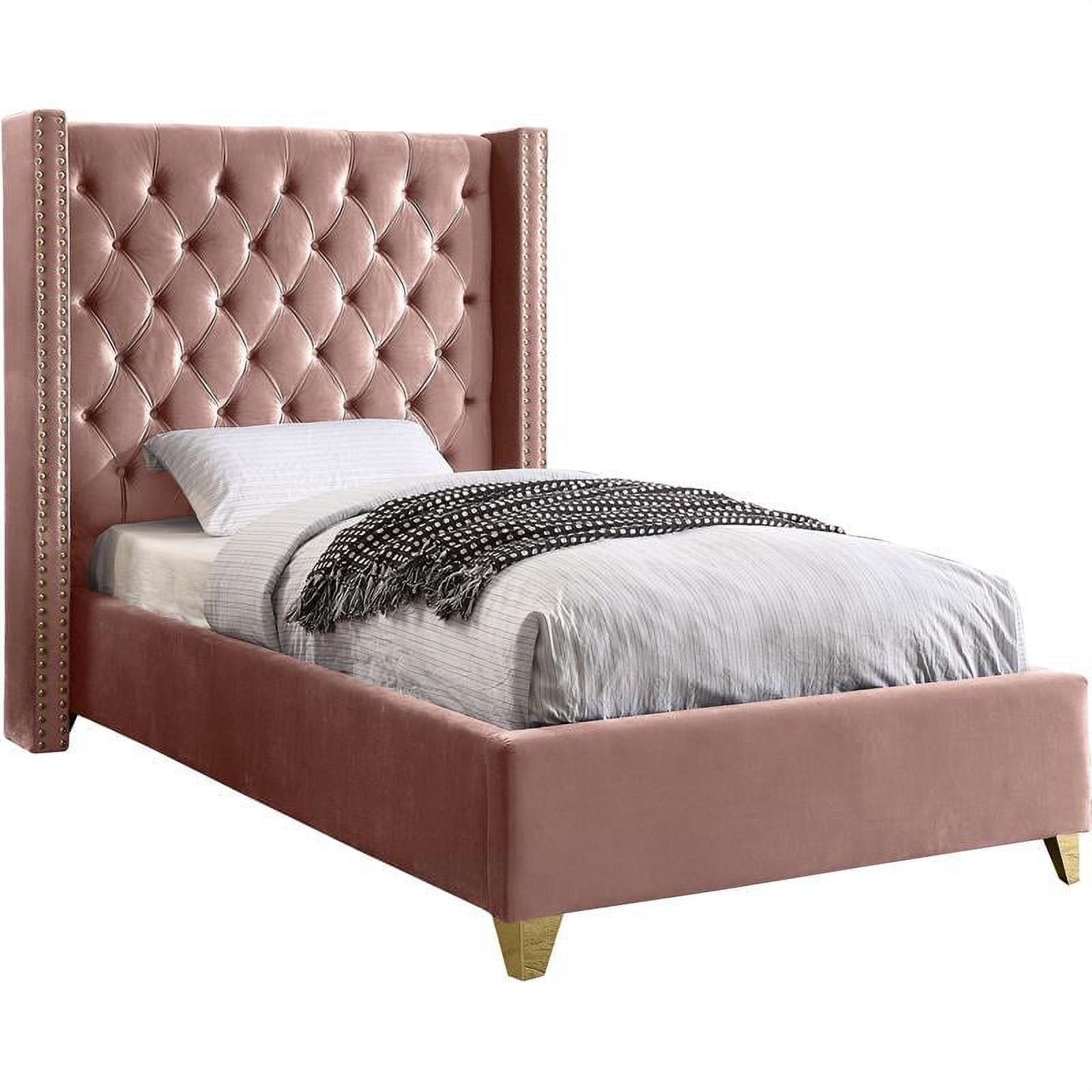 Meridian Furniture Barolo Pink Velvet Twin Bed