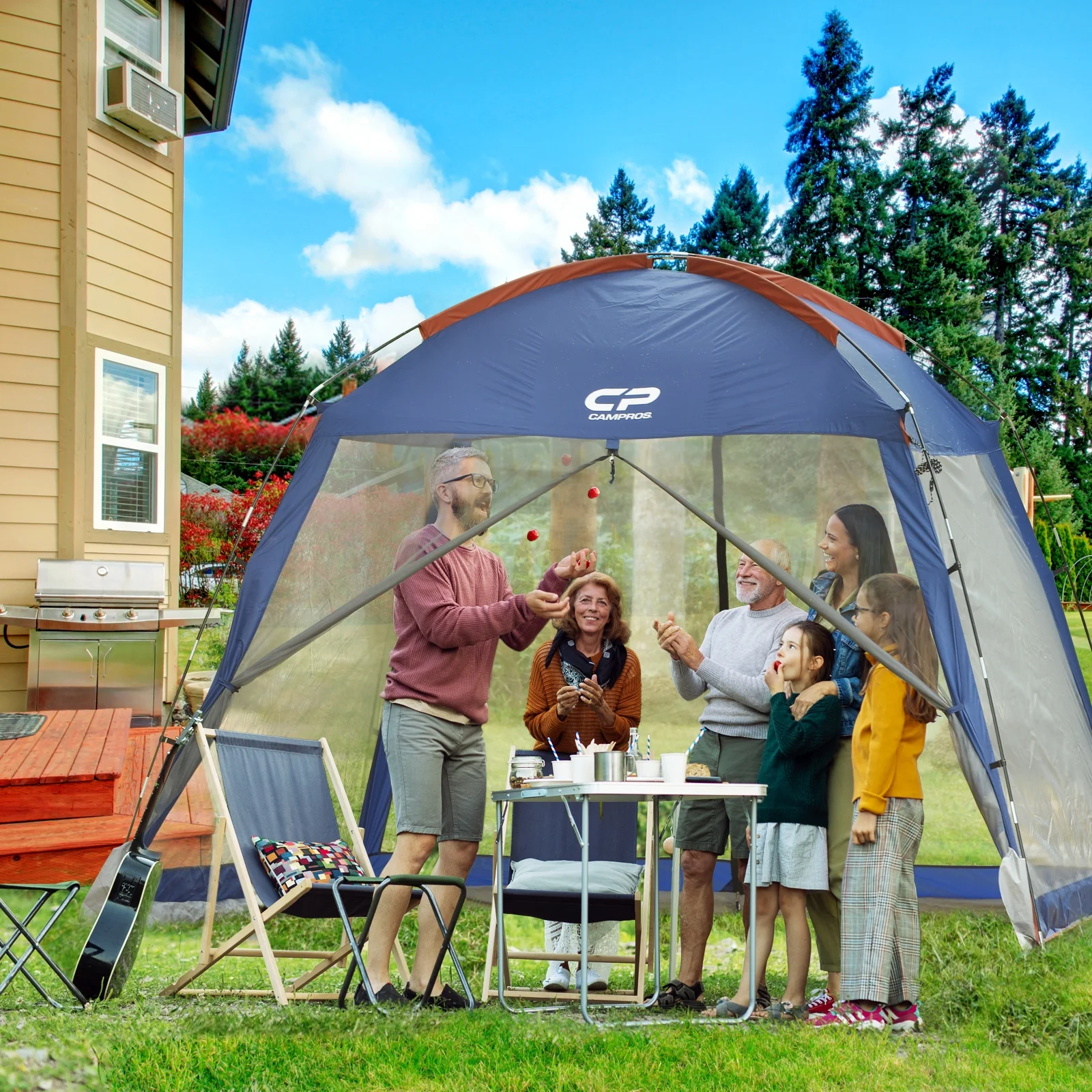 CAMPROS Screen House Room 10' x 10' Canopy Tent Sun Shelter, Blue