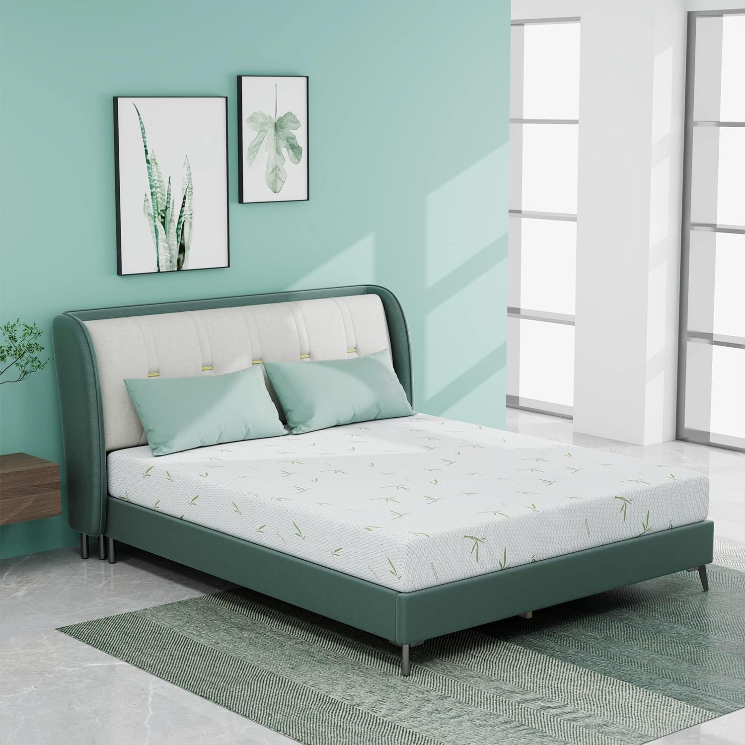 Queen Mattress, 8 Inch Memory Foam Mattress in a Box for Kids with Breathable Bamboo Cover, Medium Firm Gel Mattress, CertiPUR-US Certified, Made in USA