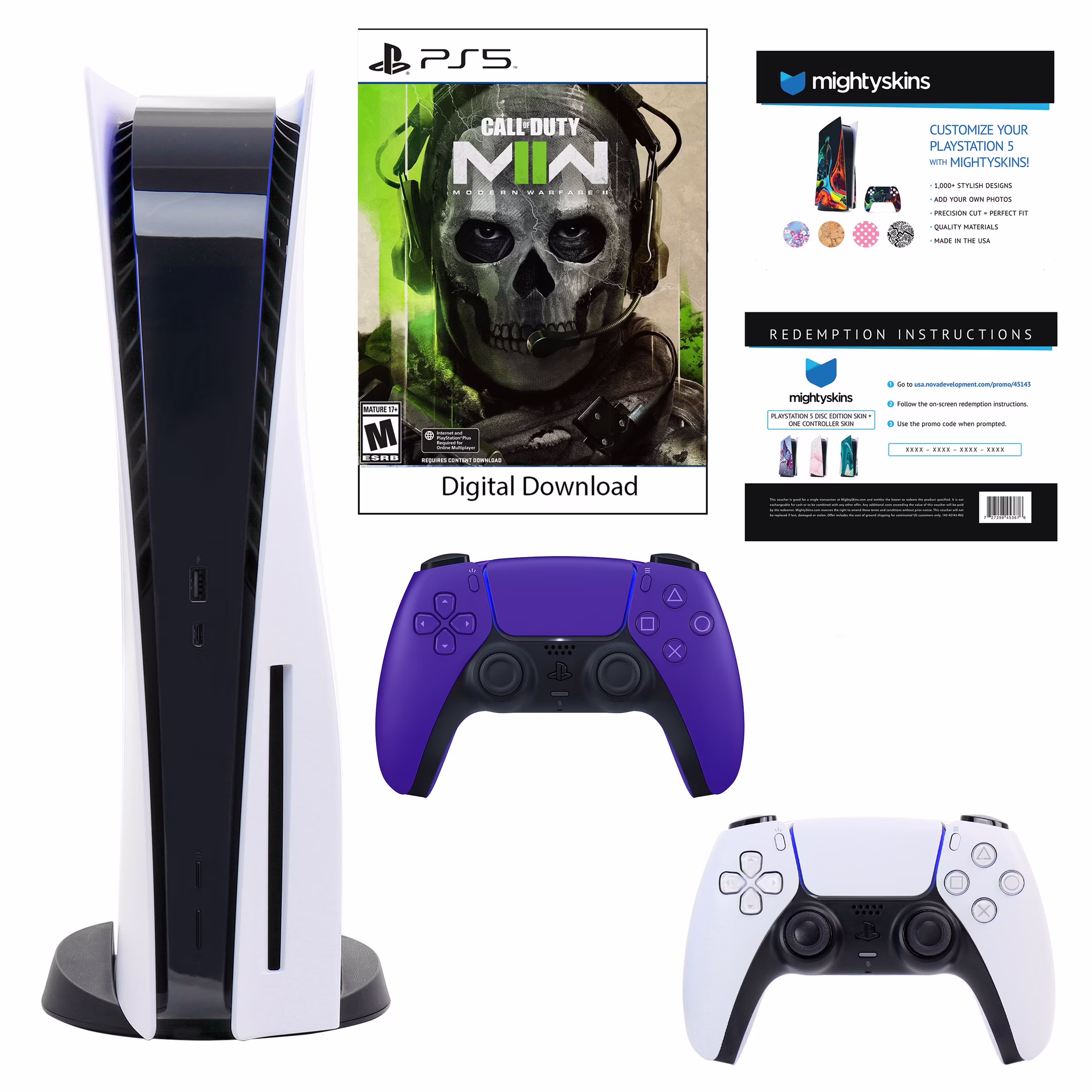 Sony PlayStation 5 Core Console with Call of Duty: Modern Warfare II with Voucher and DualSense Controller in Galactic Purple