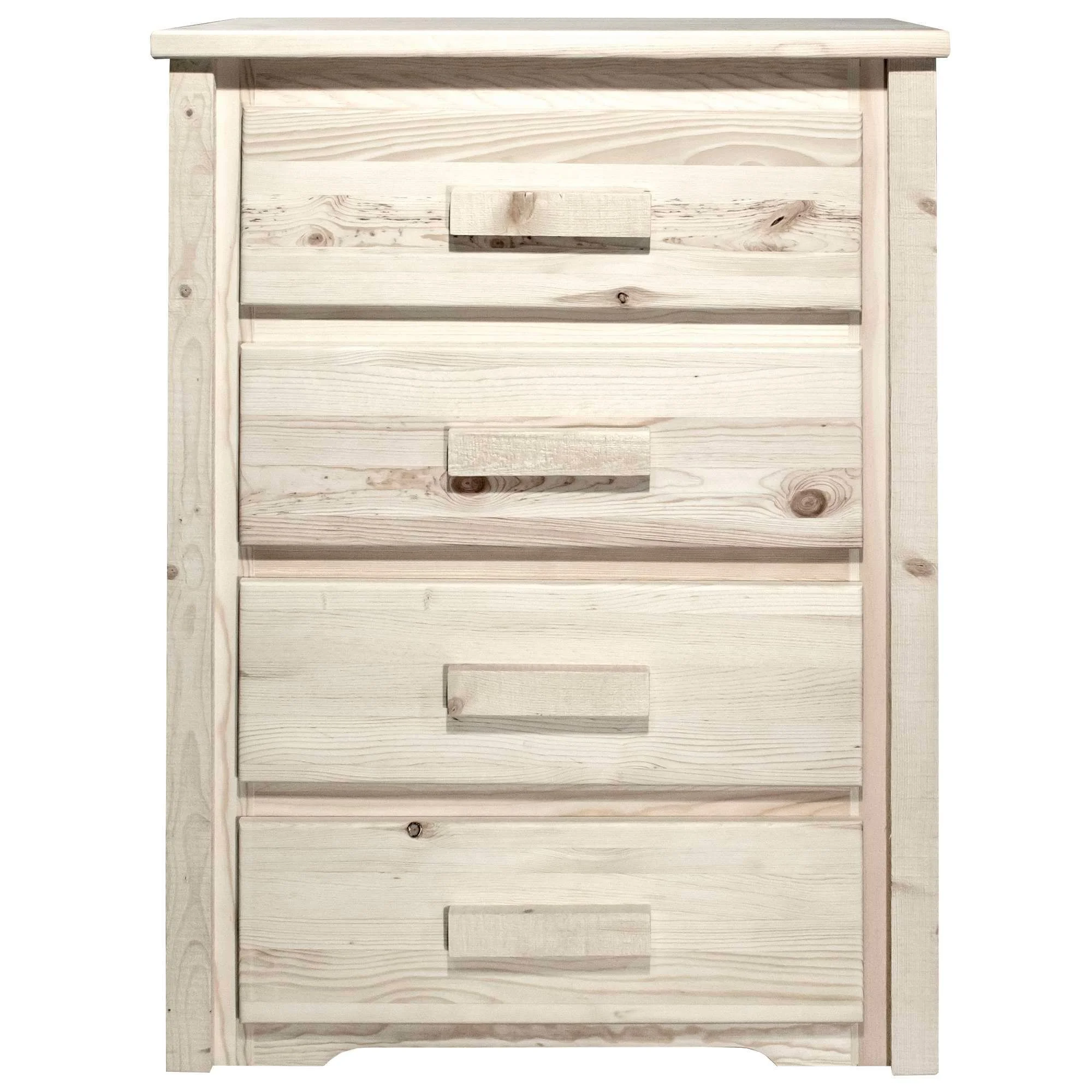Homestead Collection 4 Drawer Chest of Drawers, Clear Lacquer Finish