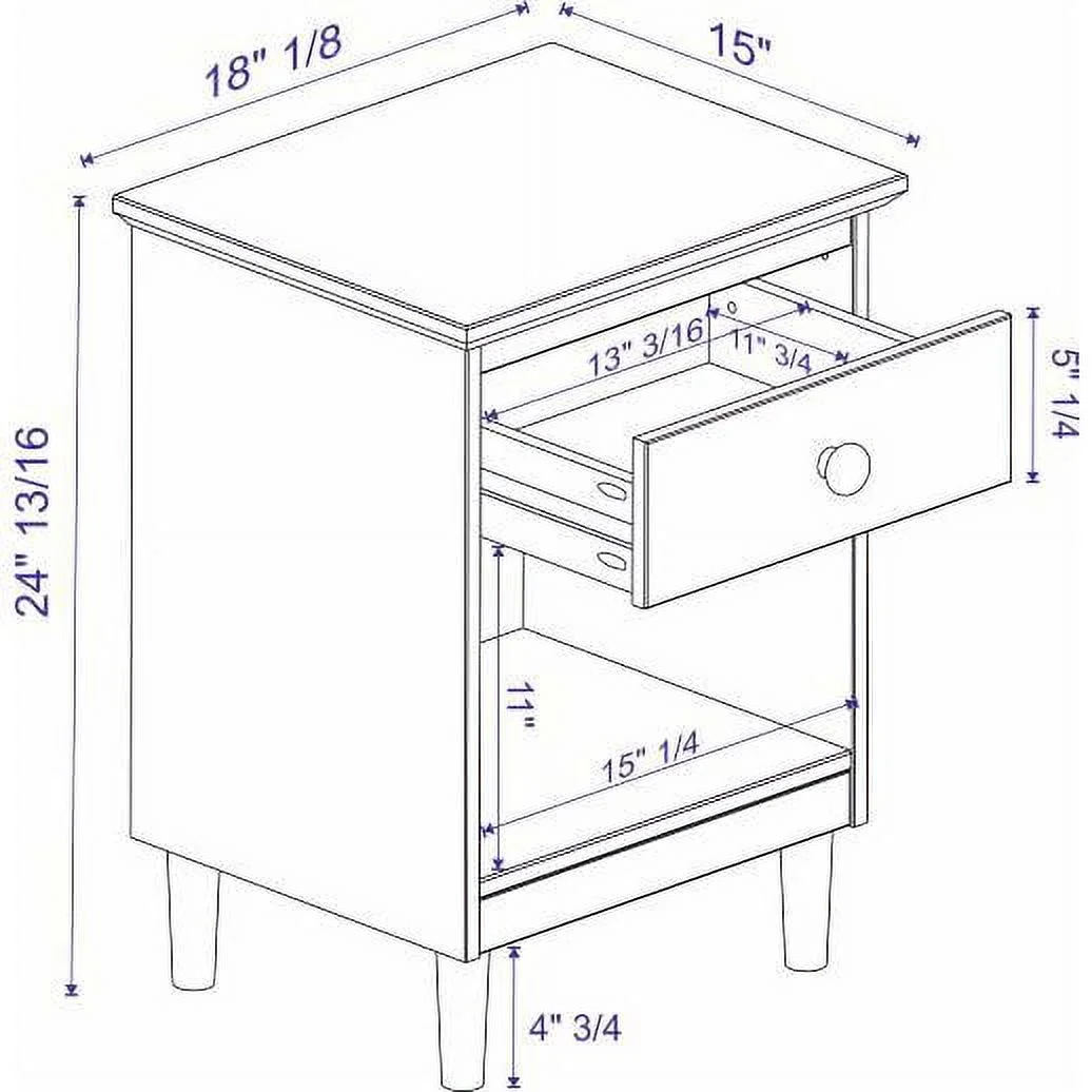 Walker Edison Mid-Century Solid Wood 1-Drawer Nightstand in Caramel (Set of 2)