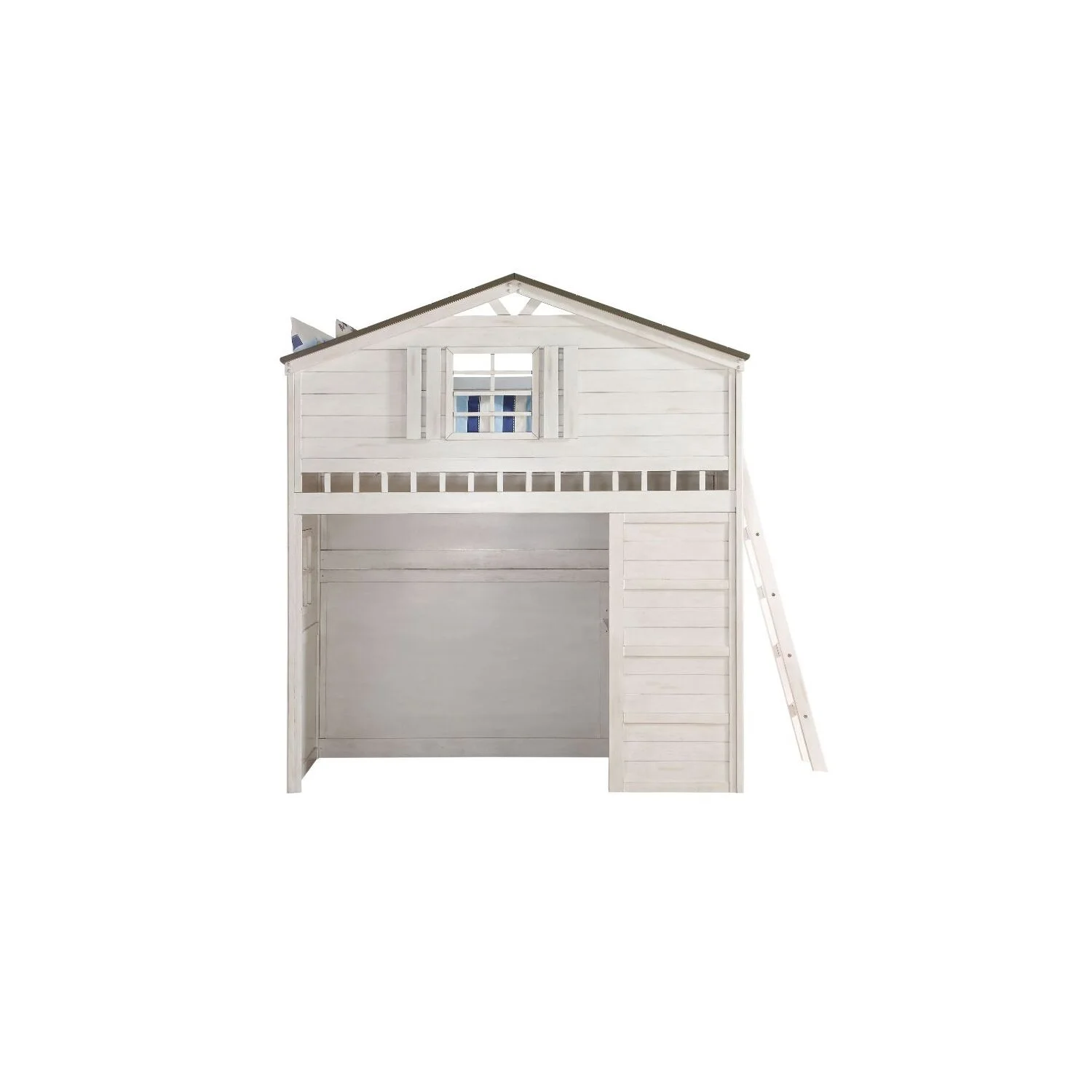 ACME Tree House Loft Bed in Weathered White and Washed Gray