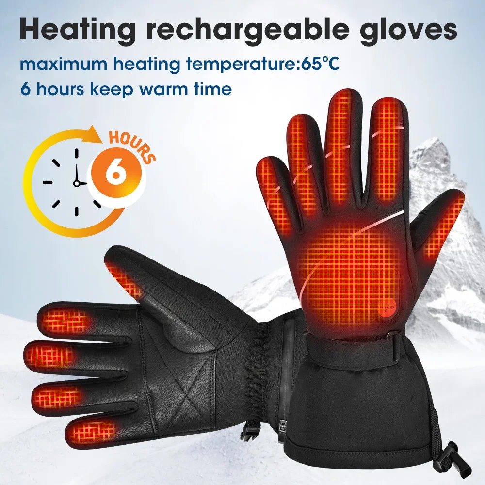 Savior Men and  Women Outdoor Ski Mittens Rechargeable Battery Heated Gloves Black XS-3XL