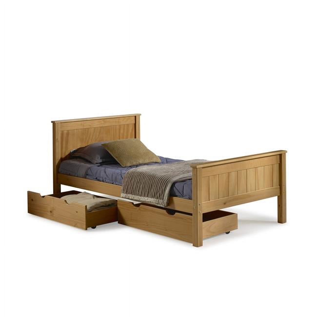Harmony Twin Size Wood Platform Bed with Storage Drawers, Cinnamon