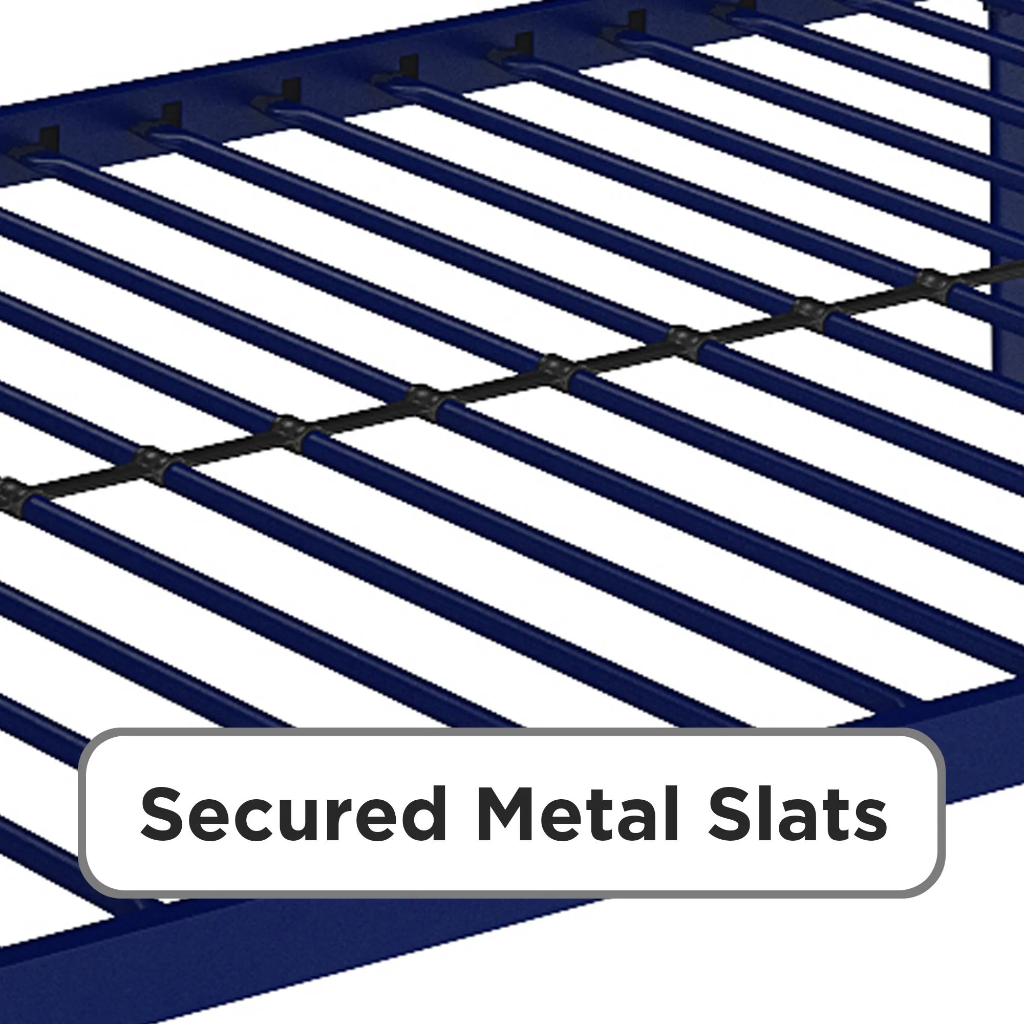 Novogratz Maxwell Twin-Over-Twin Metal Bunk Bed with Ladder and Guardrails, Easy Assembly, Navy Blue