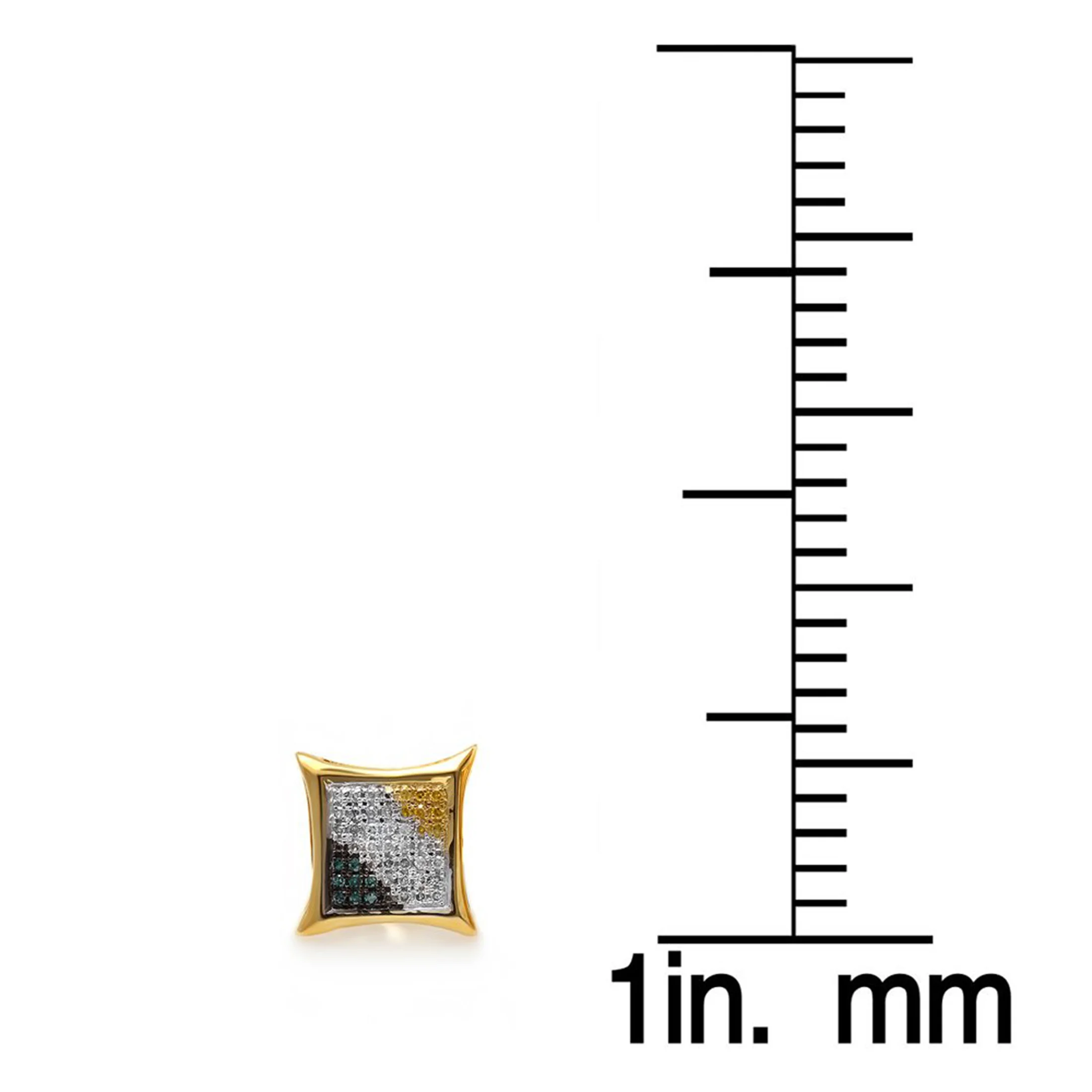 Dazzlingrock Collection 0.20 CT Round Blue, Yellow, White Diamond Unisex Earring, 10K Yellow Gold